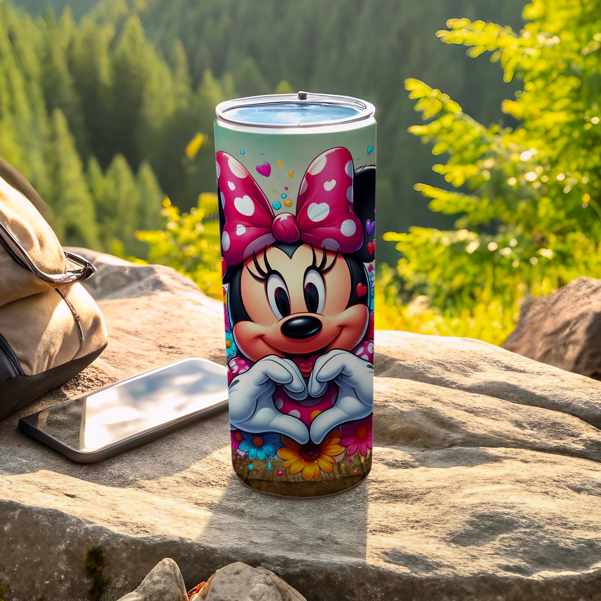 Minnie Mouse Heart and Flowers Design Tumbler