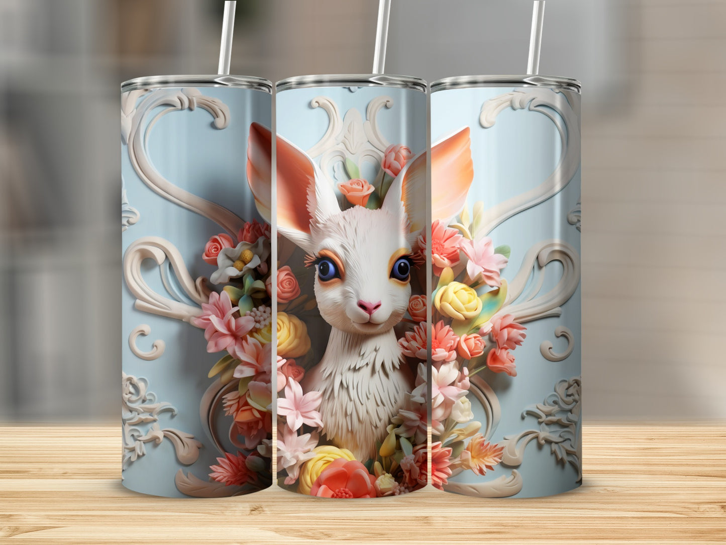 Floral Bunny Decorated Tumbler for Every Occasion