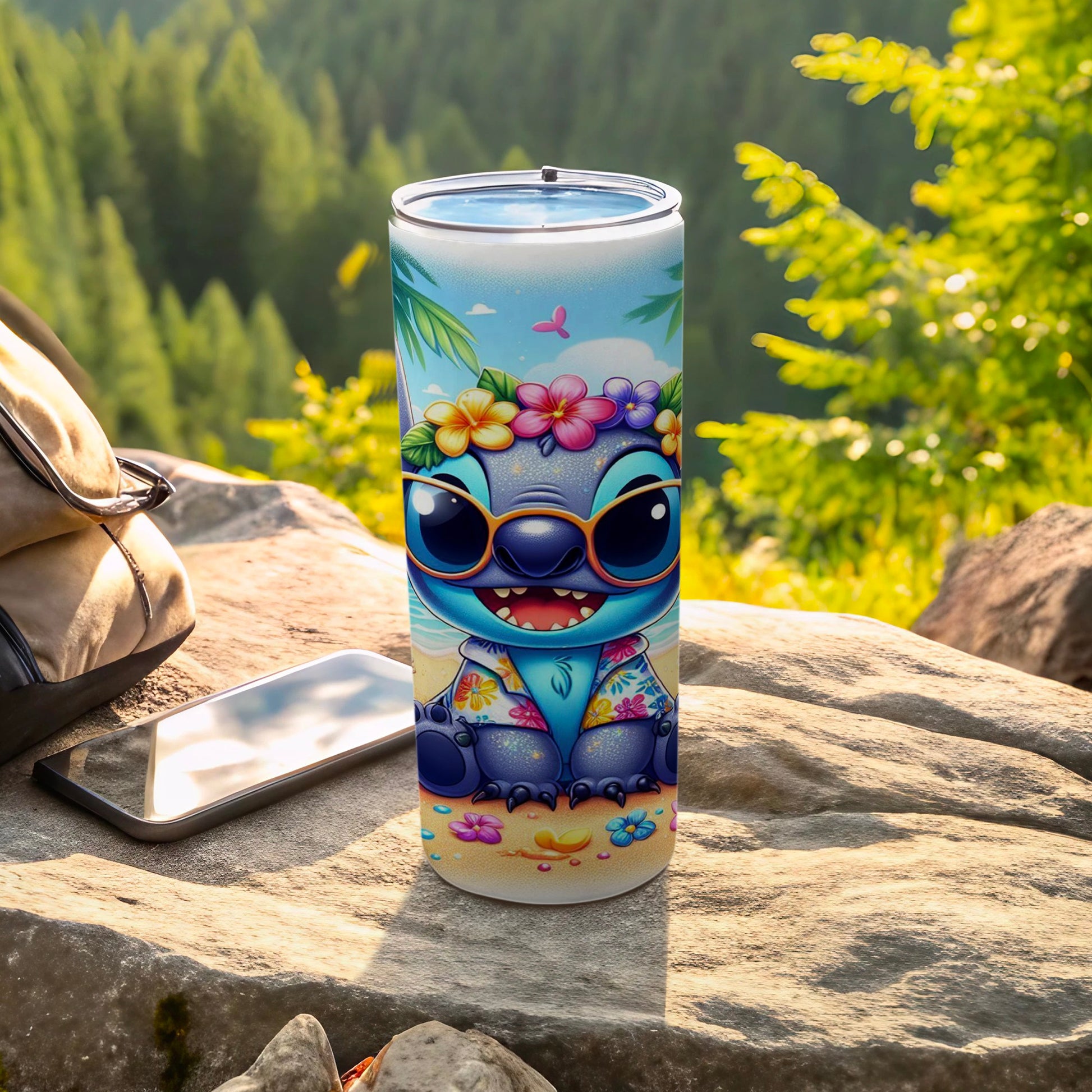 Cute Beach-Themed Cartoon Character Insulated Tumbler
