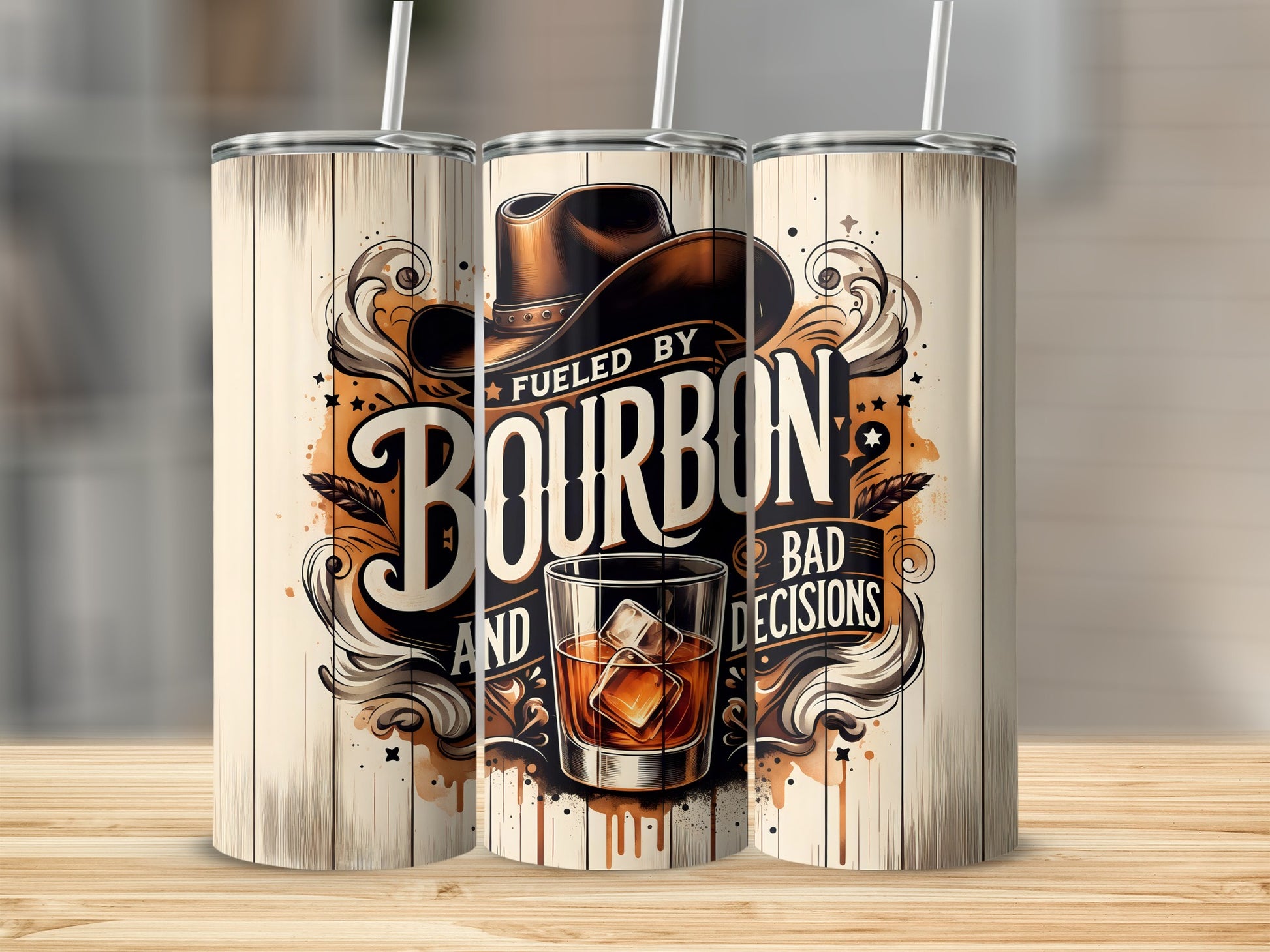 Bourbon Bad Decisions Cowboy Hat Whiskey Glass Tumbler product type