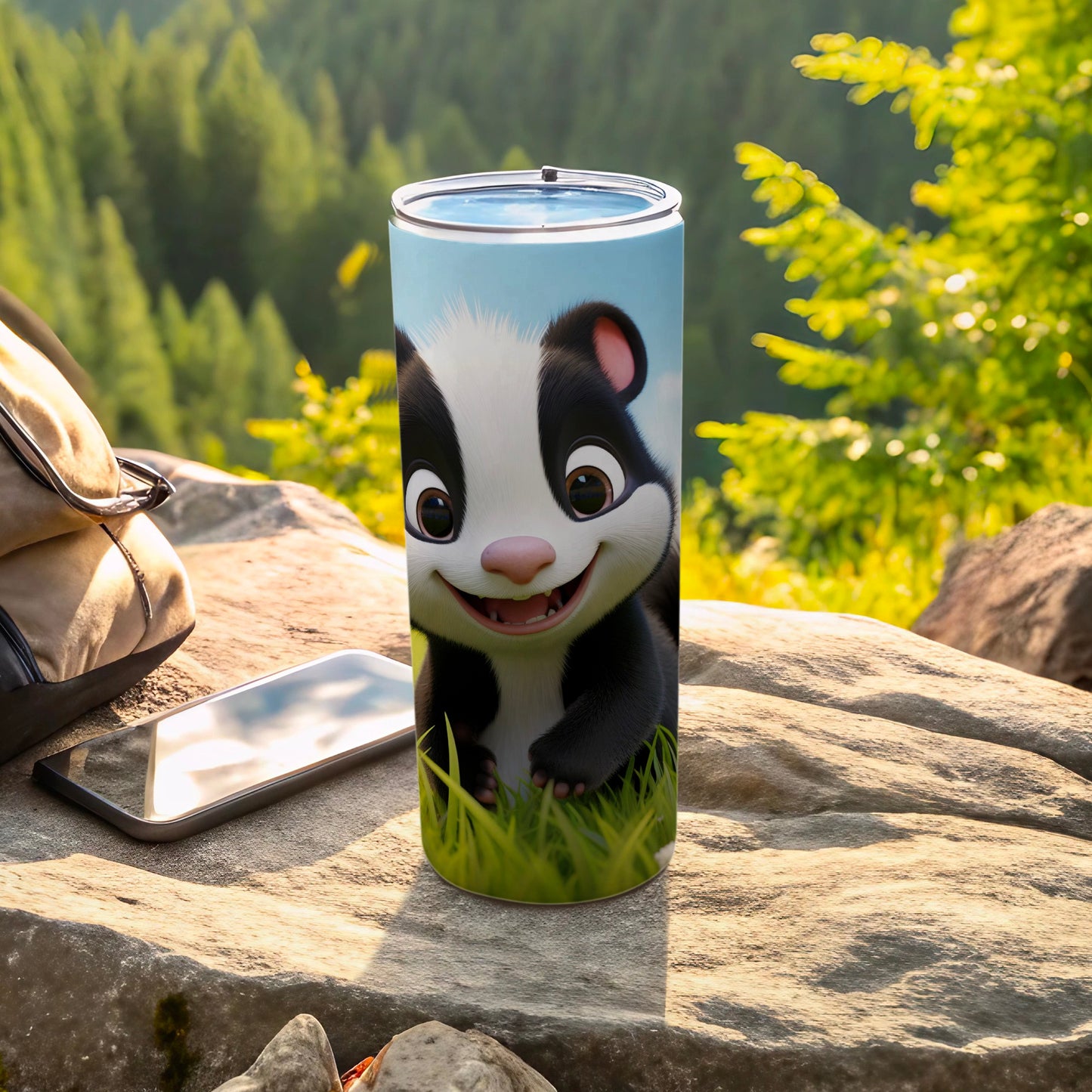 Cute Cartoon Skunk Design on Outdoor Tumbler