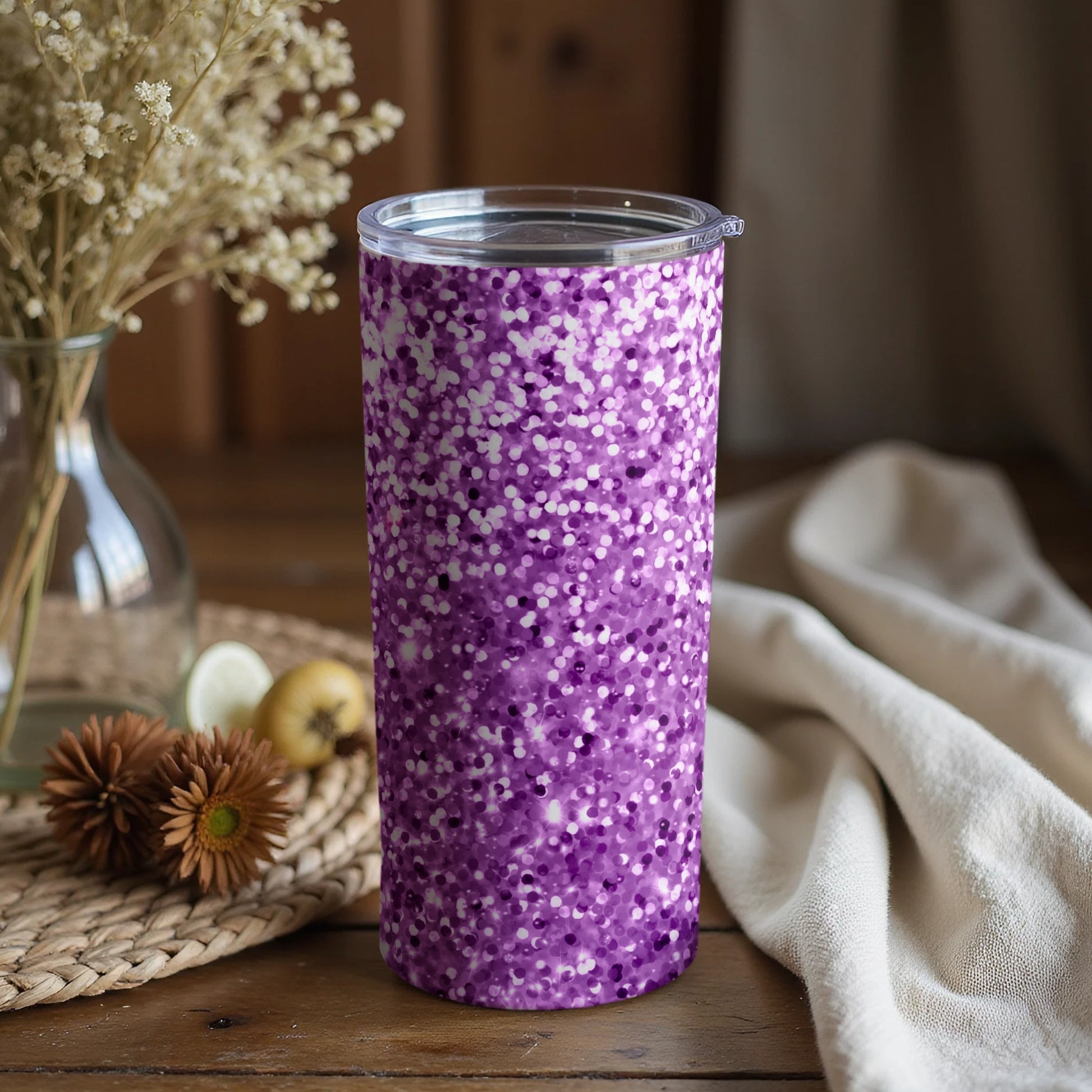 Purple Speckled Insulated Tumbler for Hot and Cold Drinks