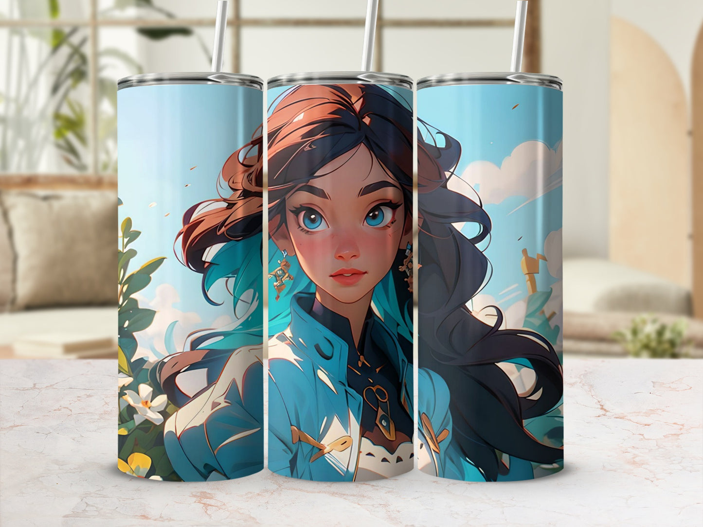 Vibrant Illustrated Character Design Travel Tumbler