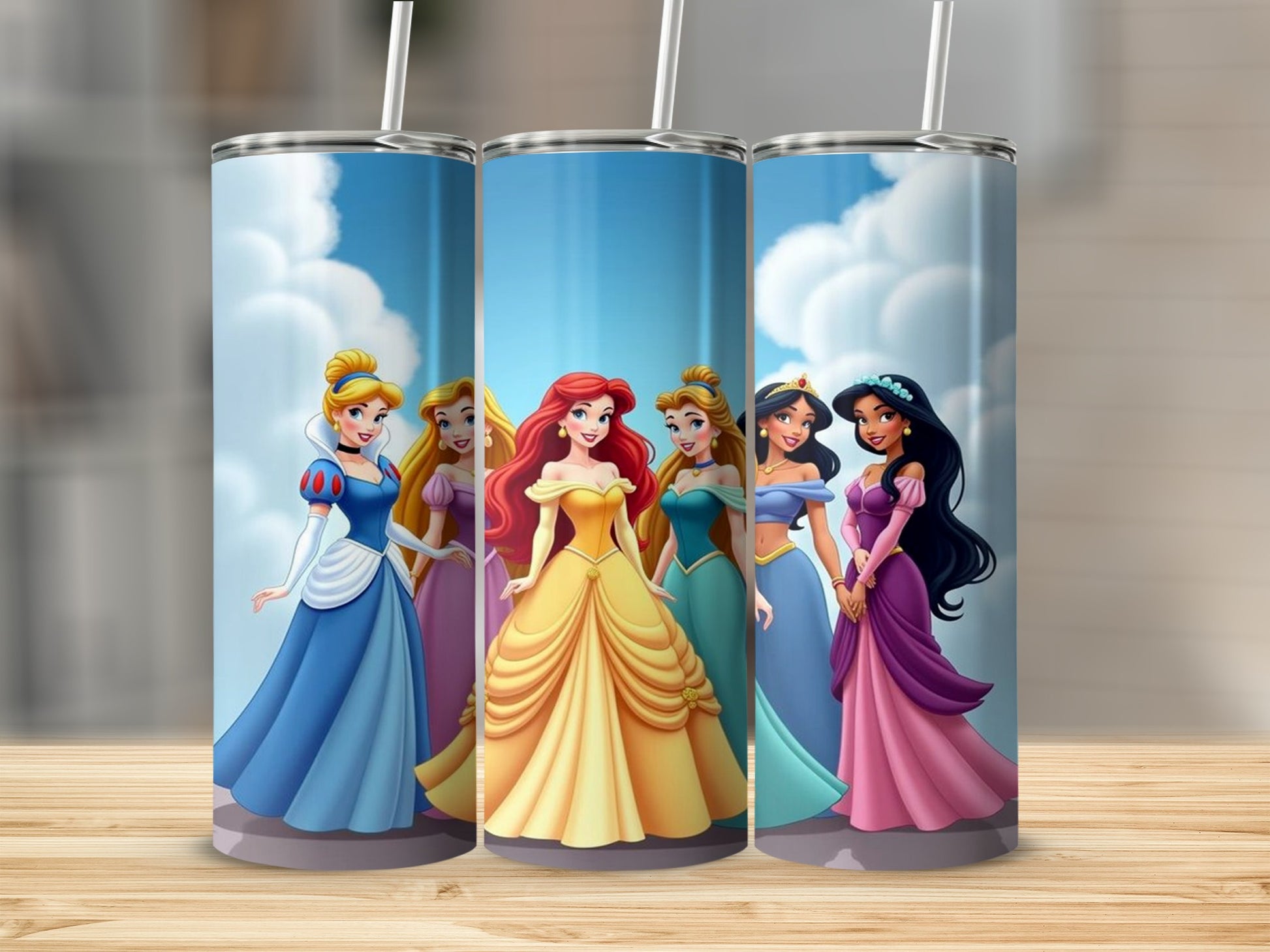 Disney Princesses Illustration Travel Tumbler Cup