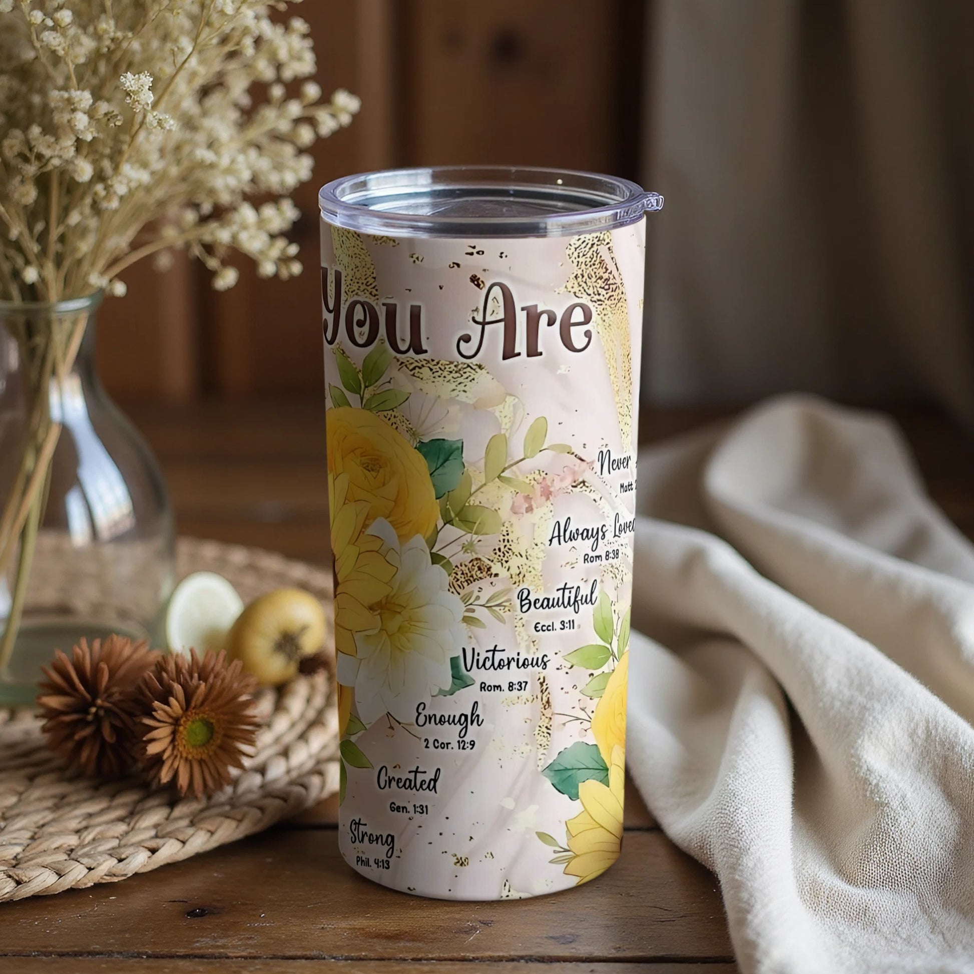 Beautiful Floral Positive Affirmations Tumbler Cup
