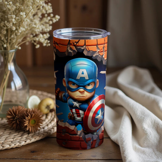 Captain America Tumbler Shatter Art Design Drinkware