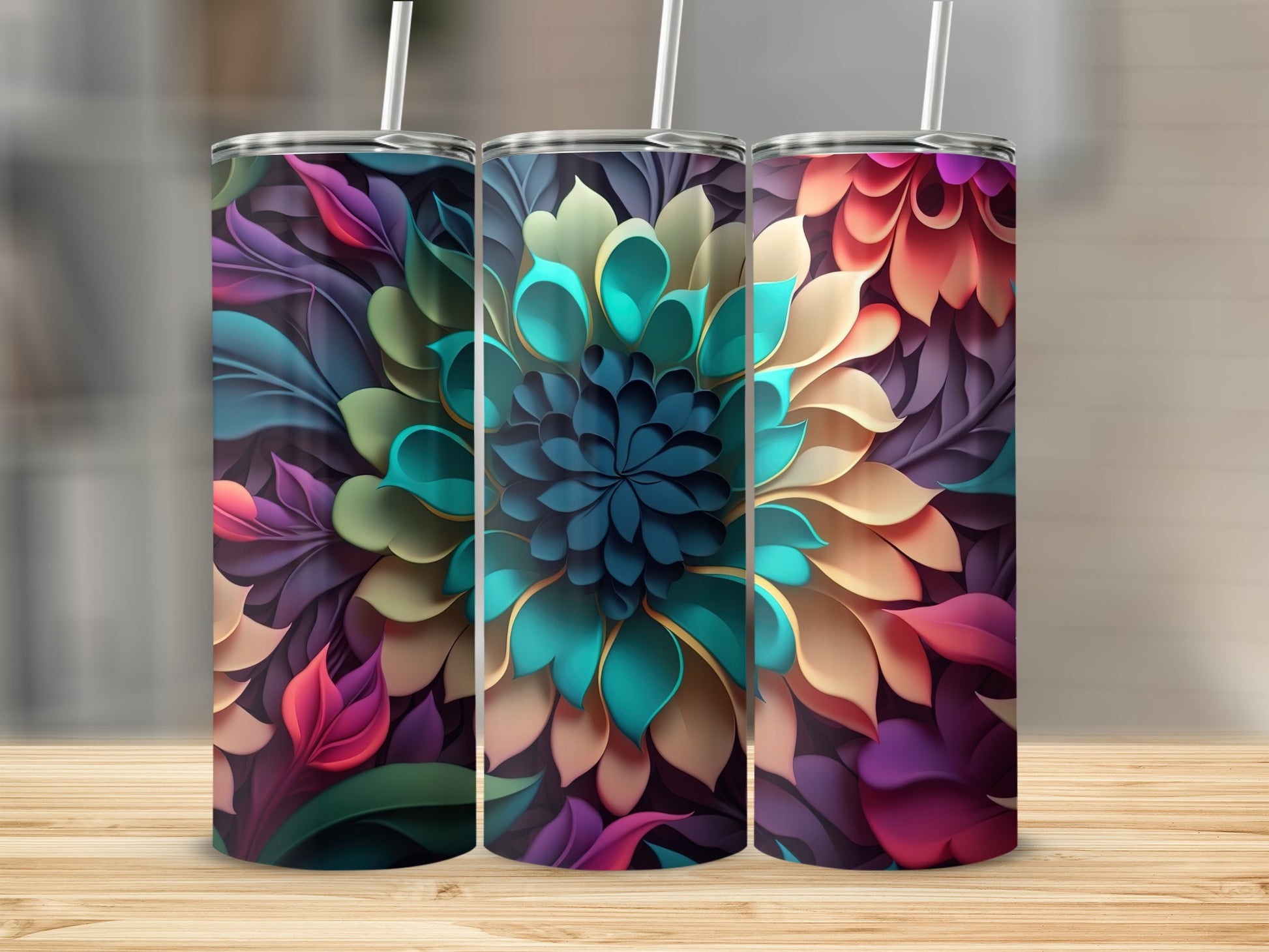 Colorful Floral Pattern Insulated Tumbler product