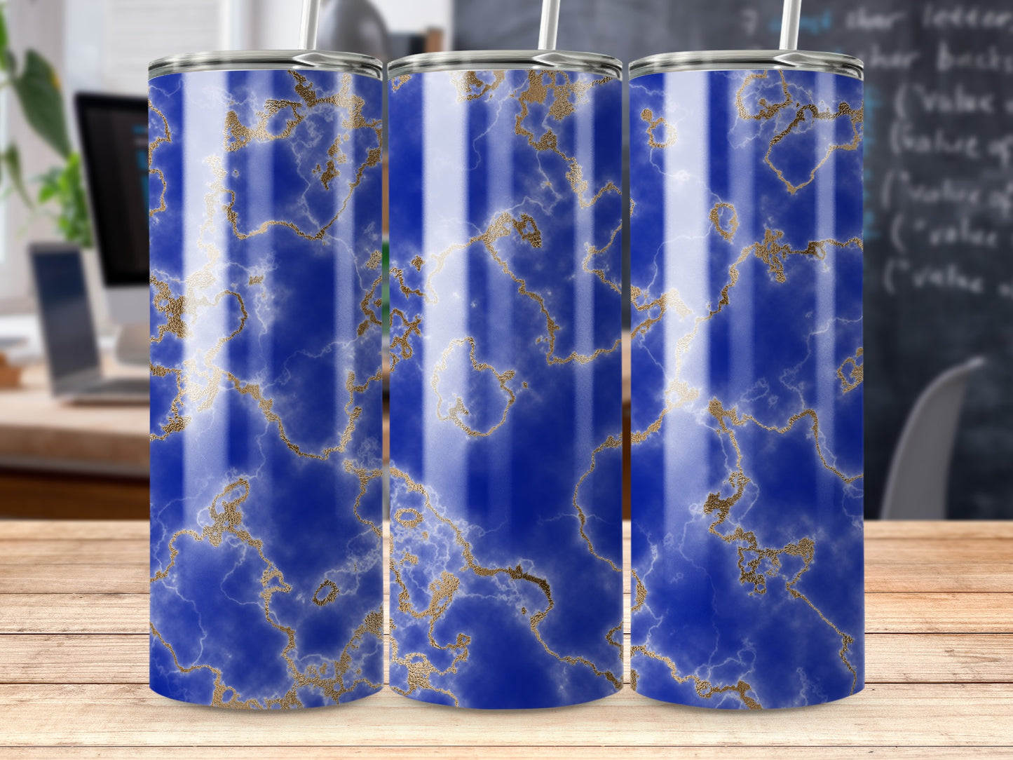 Majestic Blue Gold Marble Pattern Elegant Modern Bottle product type
