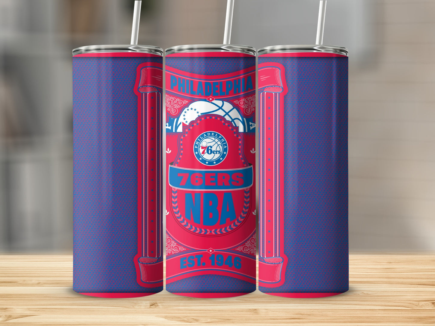 Philadelphia 76ers NBA Vintage Emblem Design Tumbler