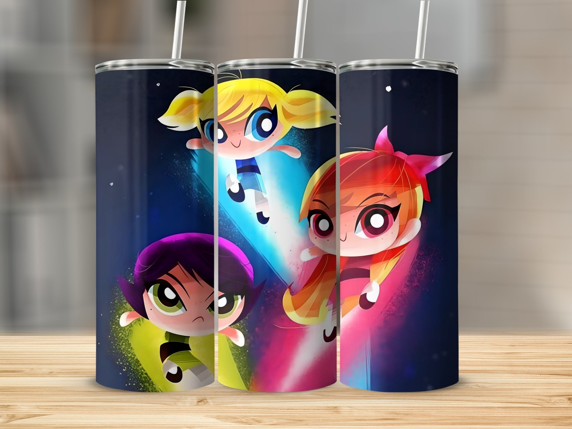 Vibrant Cartoon Character Themed Stainless Steel Tumblers