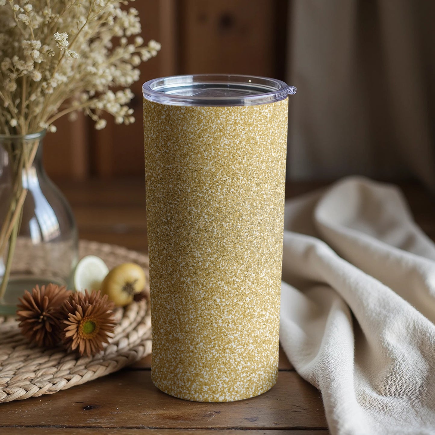 Glitter Yellow Tumbler for Stylish Beverage Enjoyment