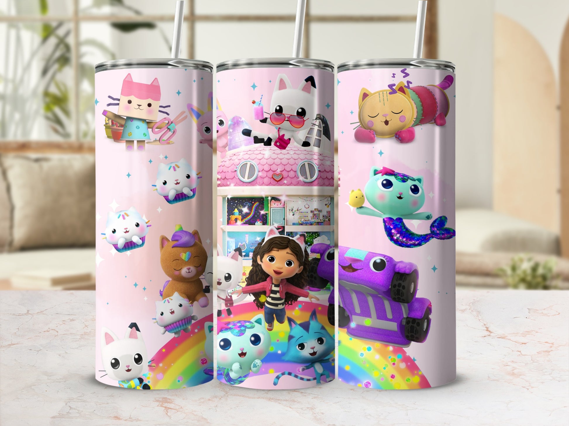 Adorable Multicolor Cartoon Characters Tumbler Cups