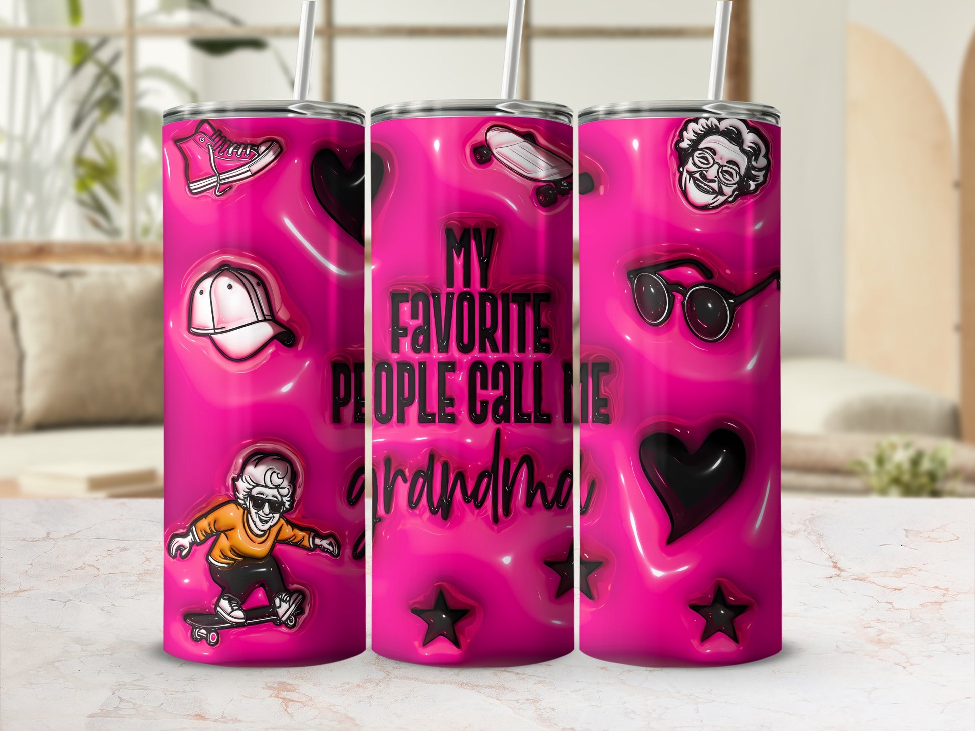 My Favorite People Call Me Grandma Skater Hearts Stars product type