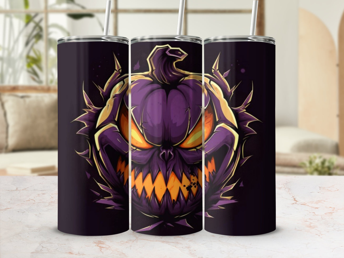 Spooky Halloween Pumpkin Design Insulated Tumbler