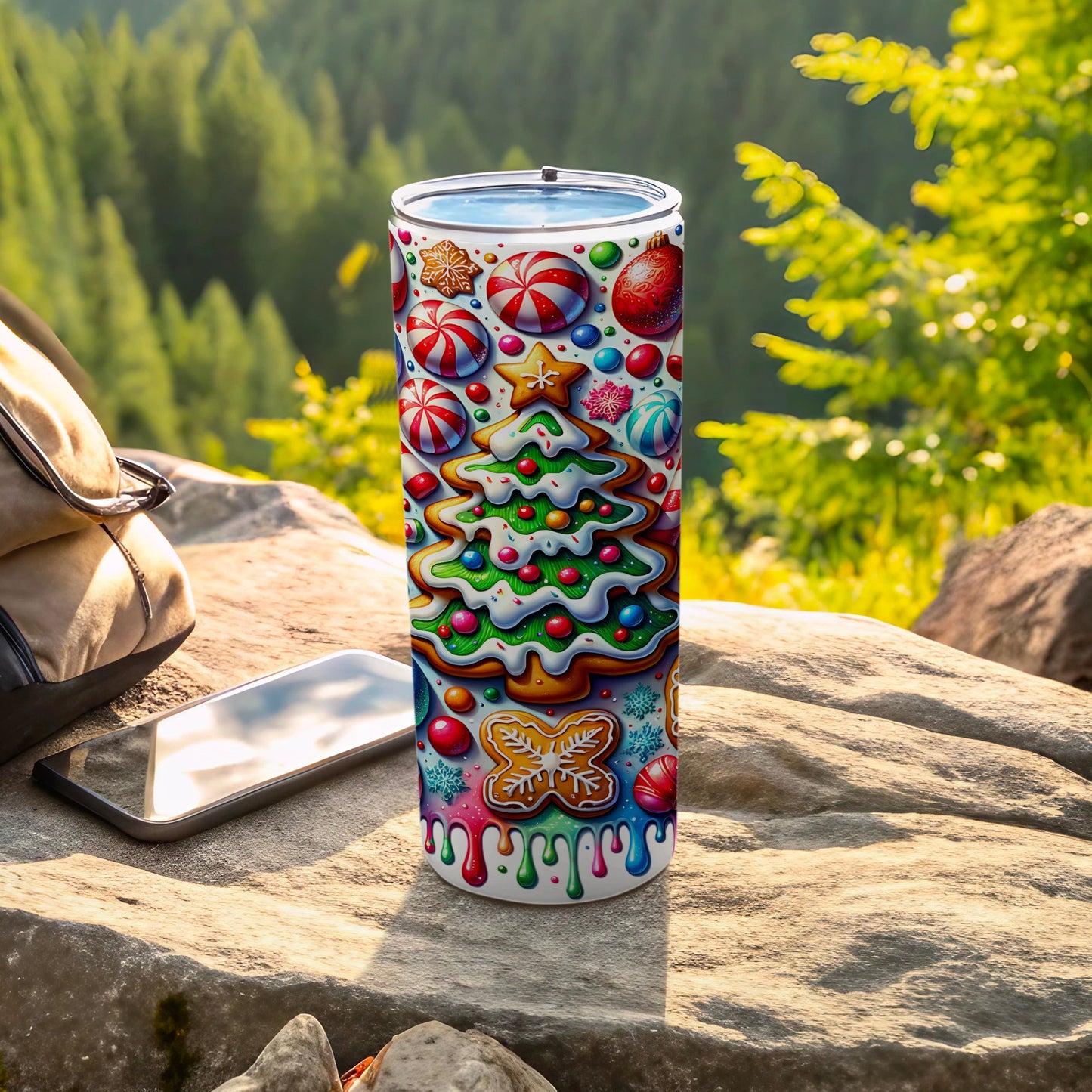 Festive Holiday Christmas Tree Design Tumbler Product