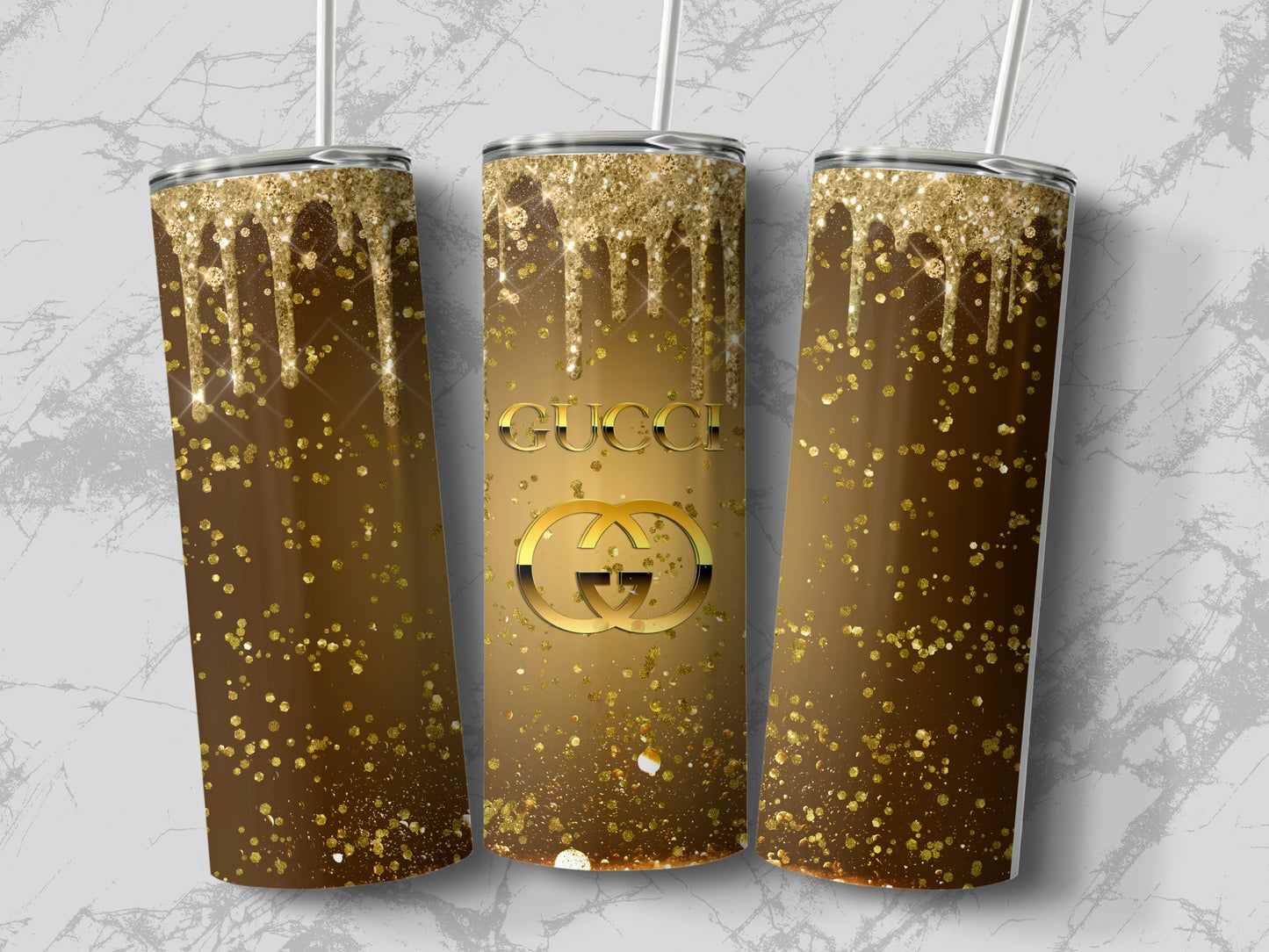Glittering Gold Luxury Design Tumblers Stunning Set