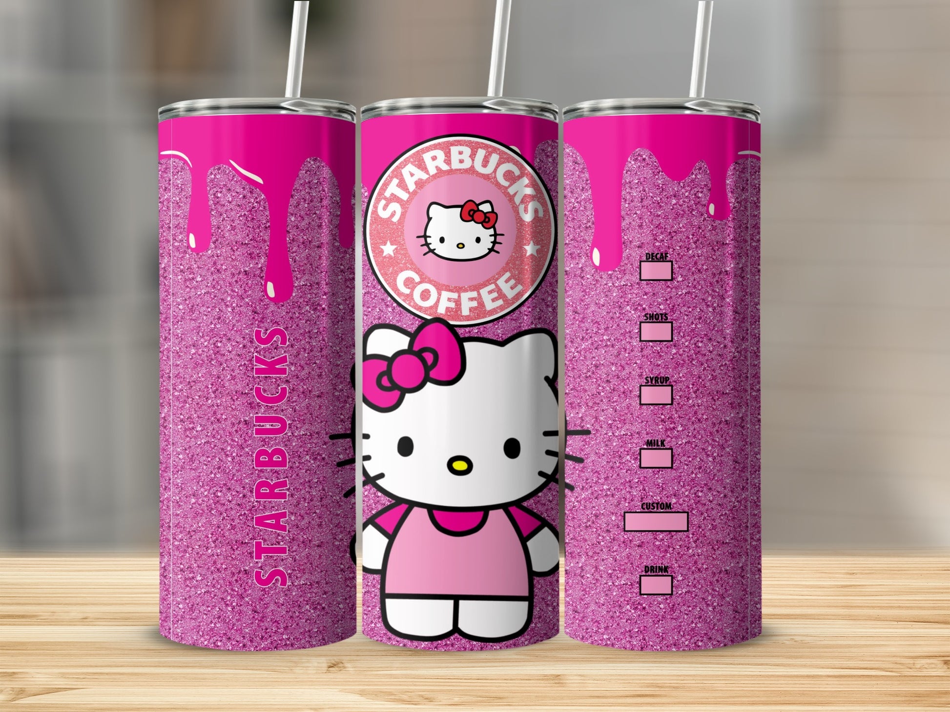 Starbucks Hello Kitty Pink Glitter Tumbler Cup 20oz