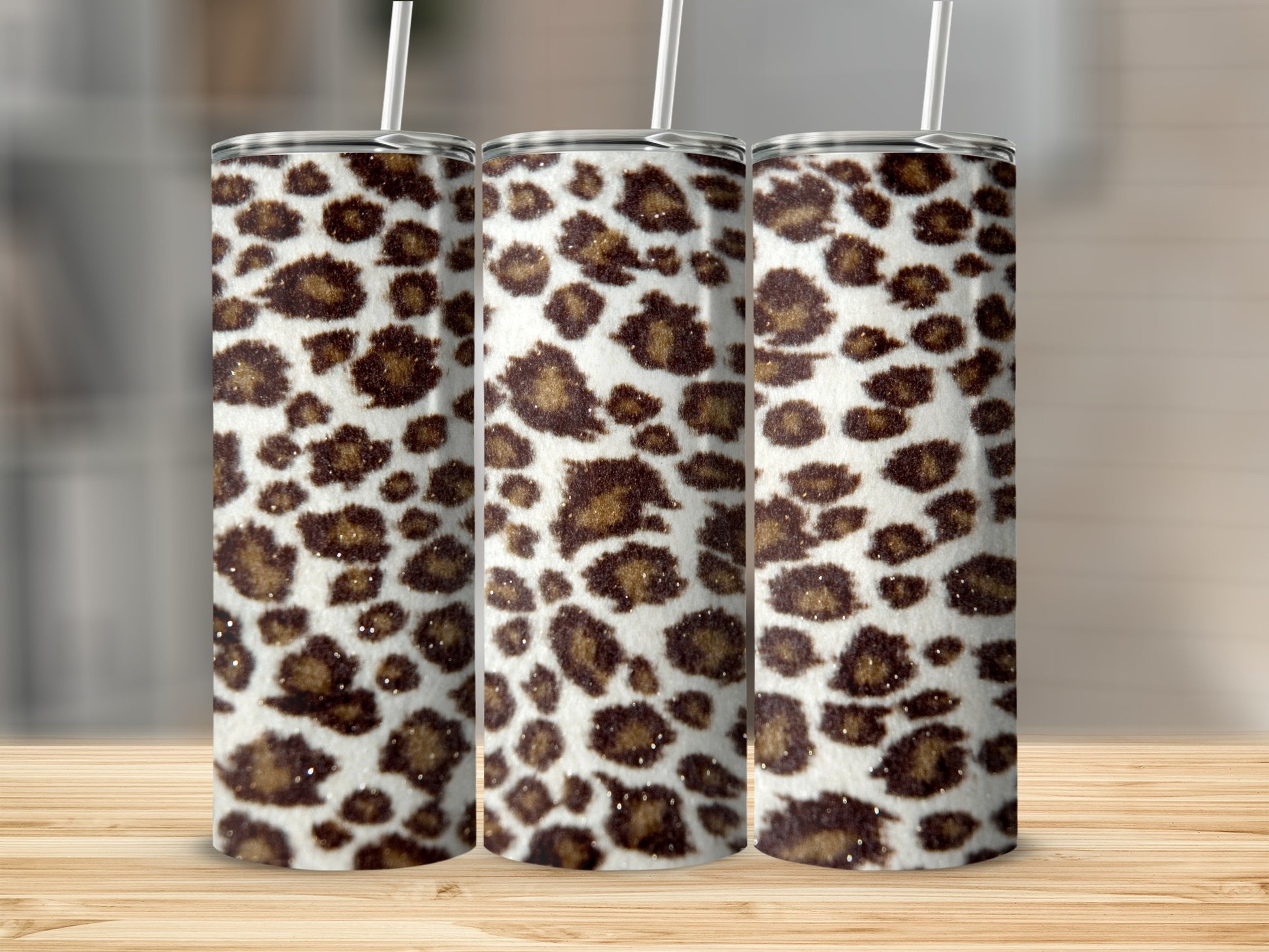 Leopard Print Insulated Tumbler With Straw 20oz Tumbler