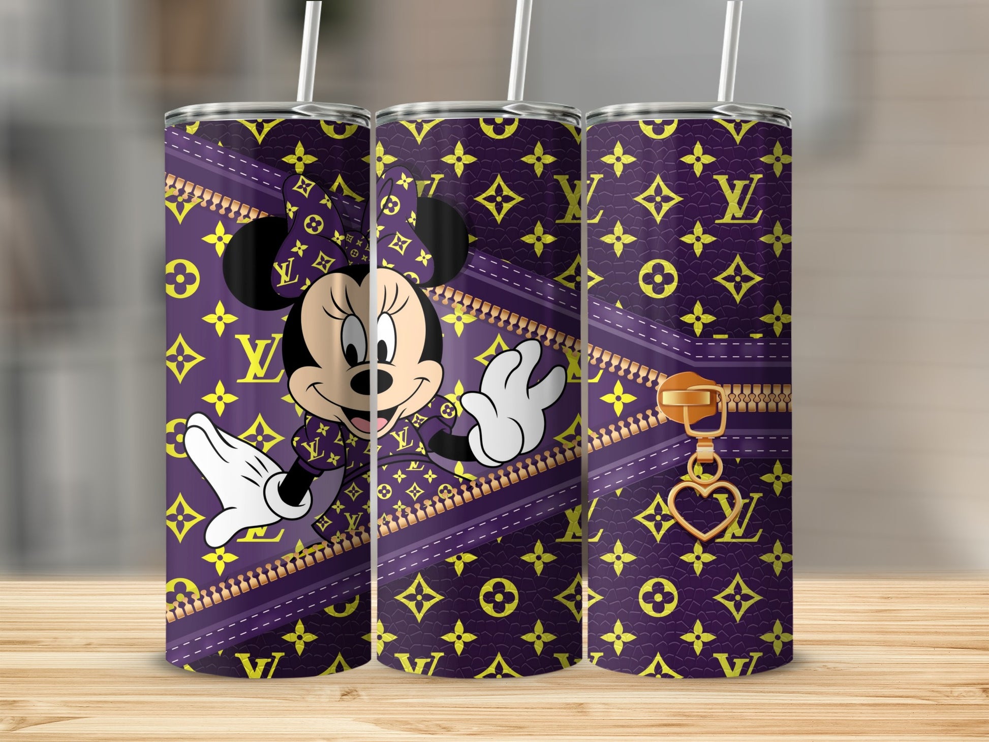 Minnie Mouse Purple and Gold Pattern Tumbler