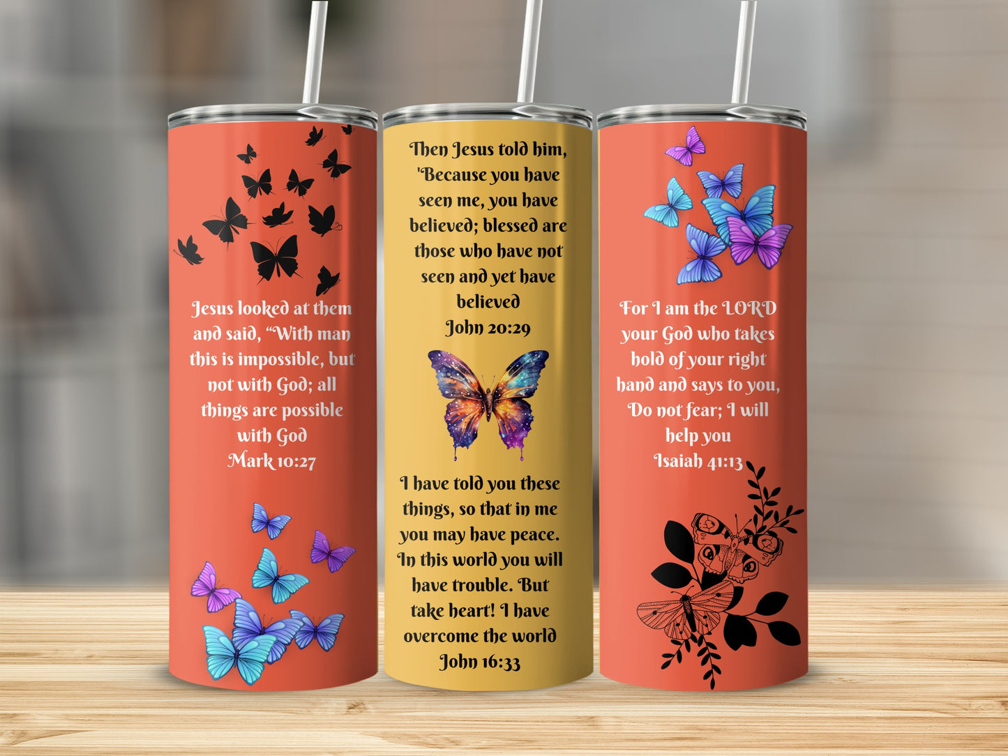 Decorative Inspirational Bible Verses Tumbler Flask