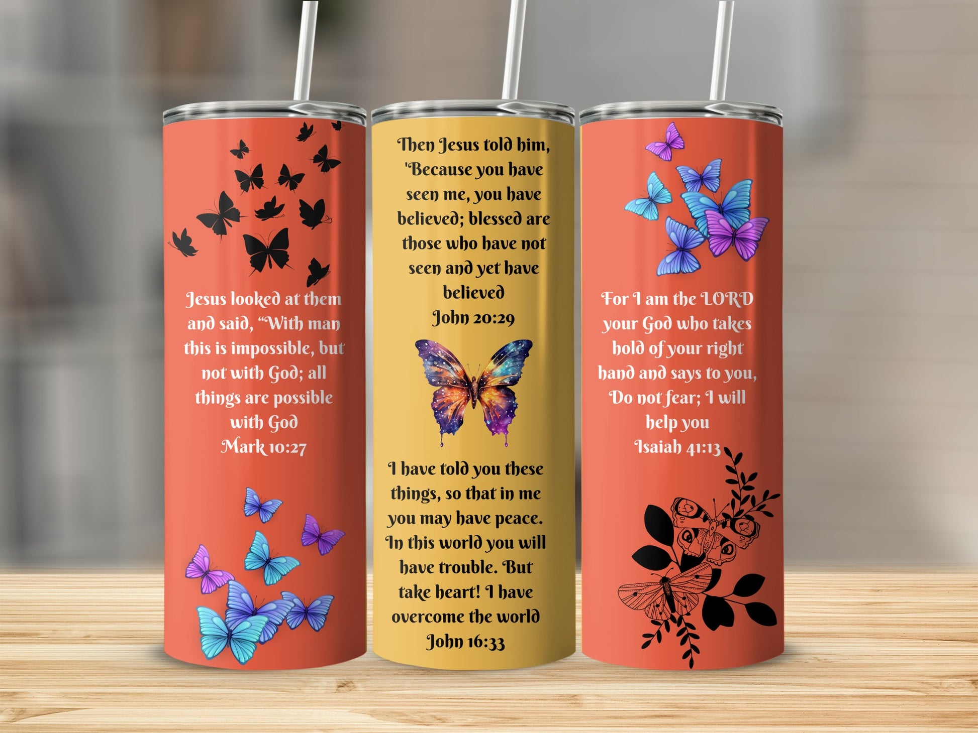 Decorative Inspirational Bible Verses Tumbler Flask