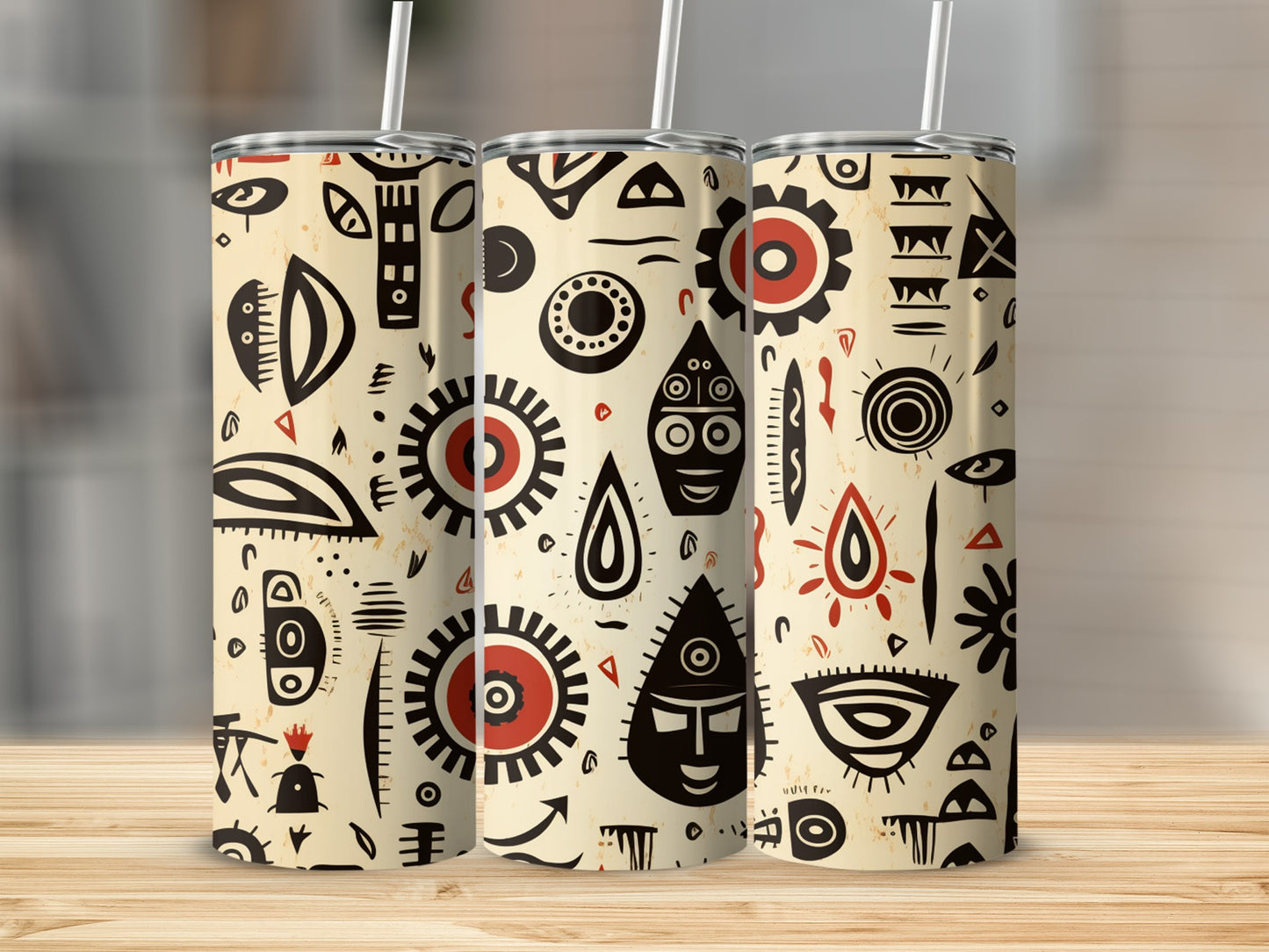 Tribal Patterned Abstract Art Stainless Steel Tumbler