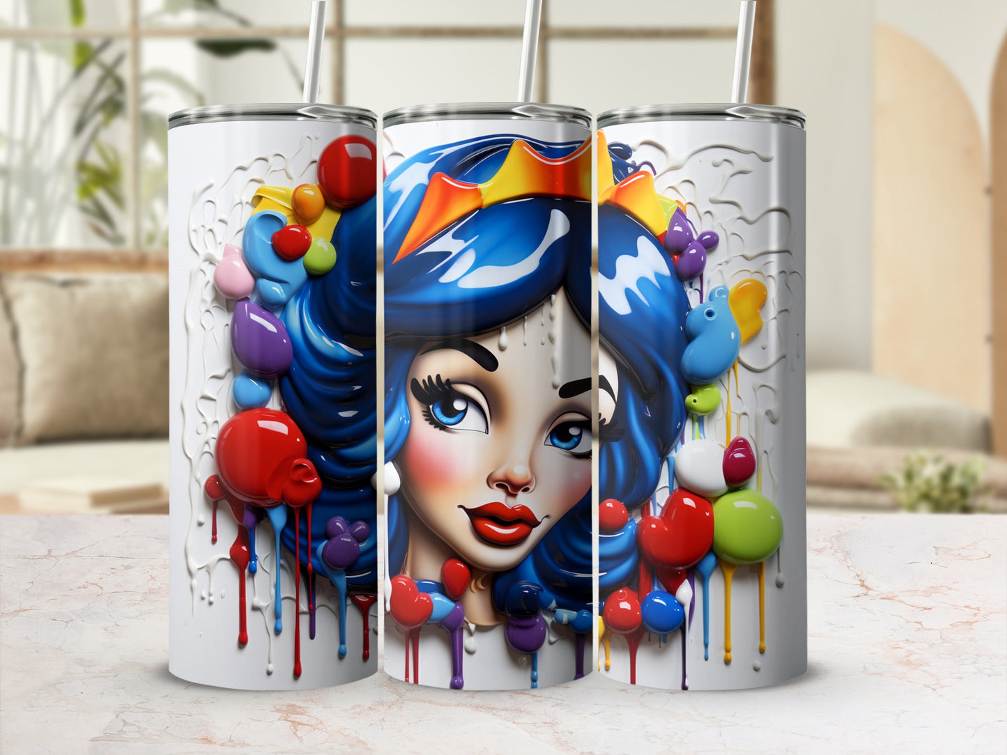 Colorful Dripping Paint Art Tumbler Cup