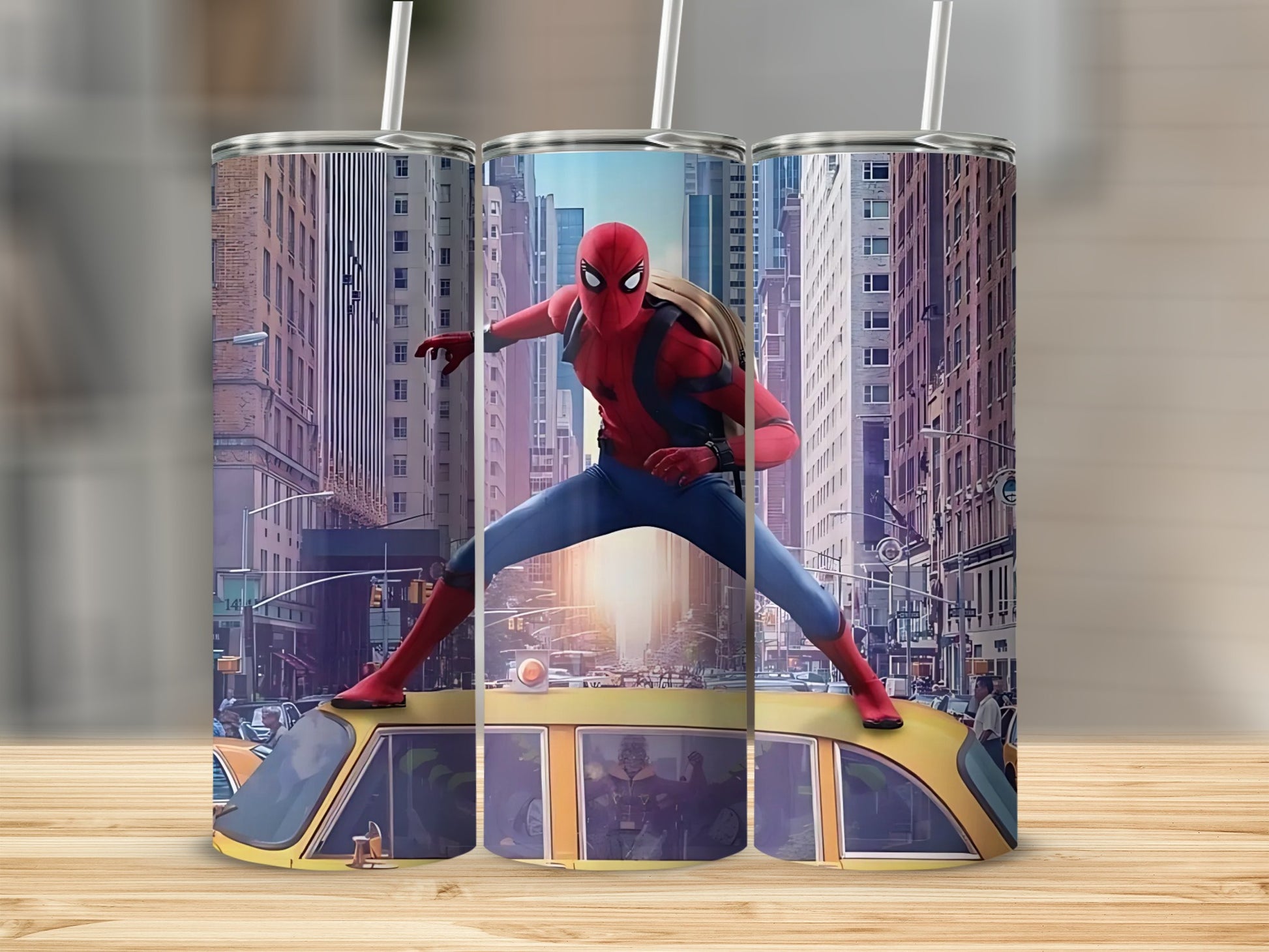 Hero in Action Skyscraper Scene Tumbler Cup