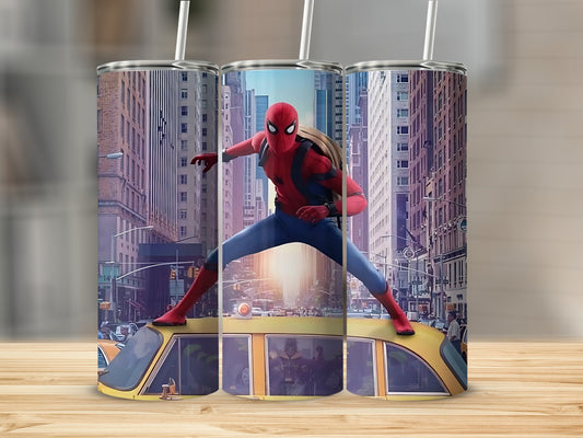 Hero in Action Skyscraper Scene Tumbler Cup