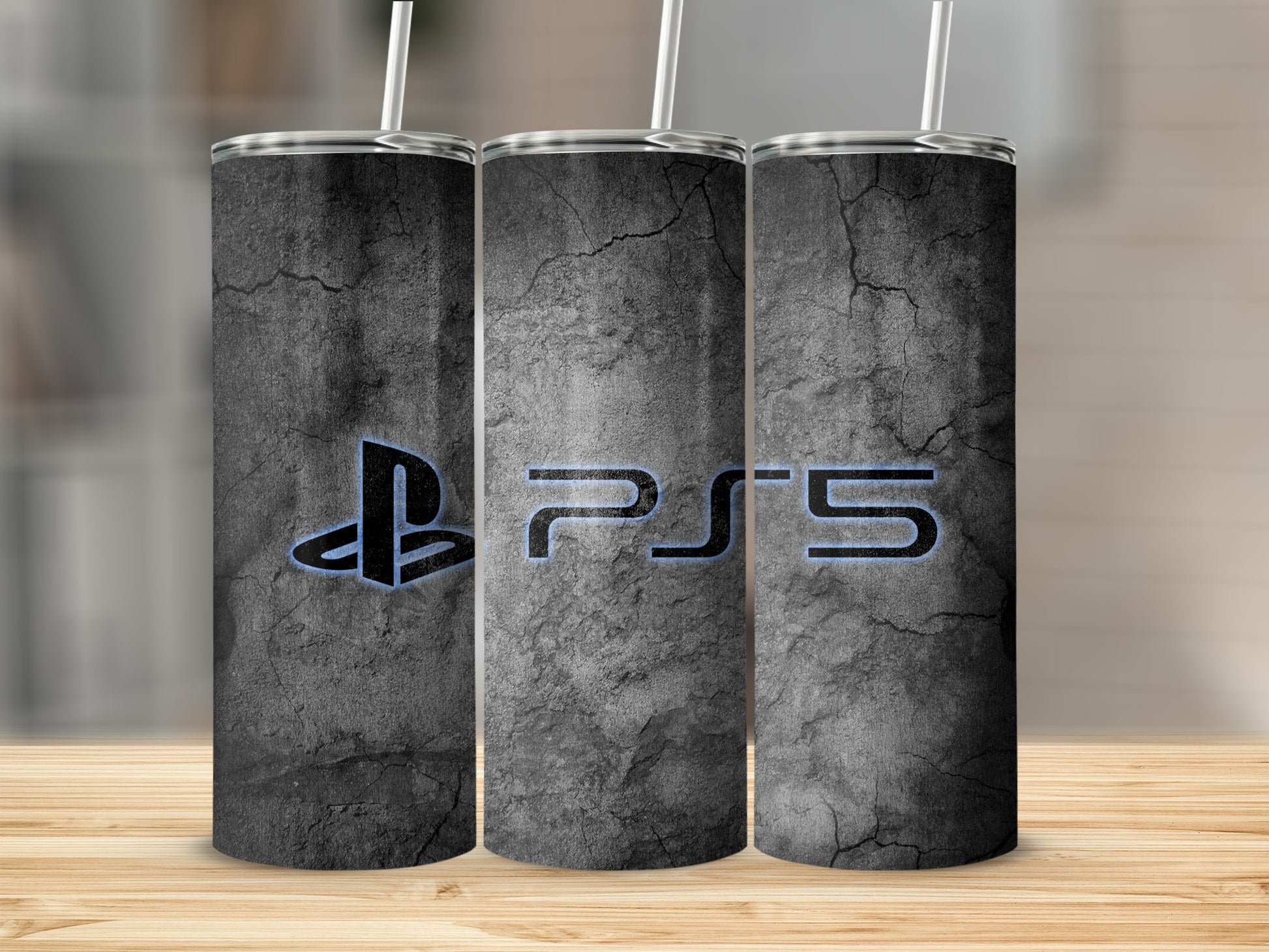 PS5 PlayStation Logo Textured Blue Neon Gaming product type