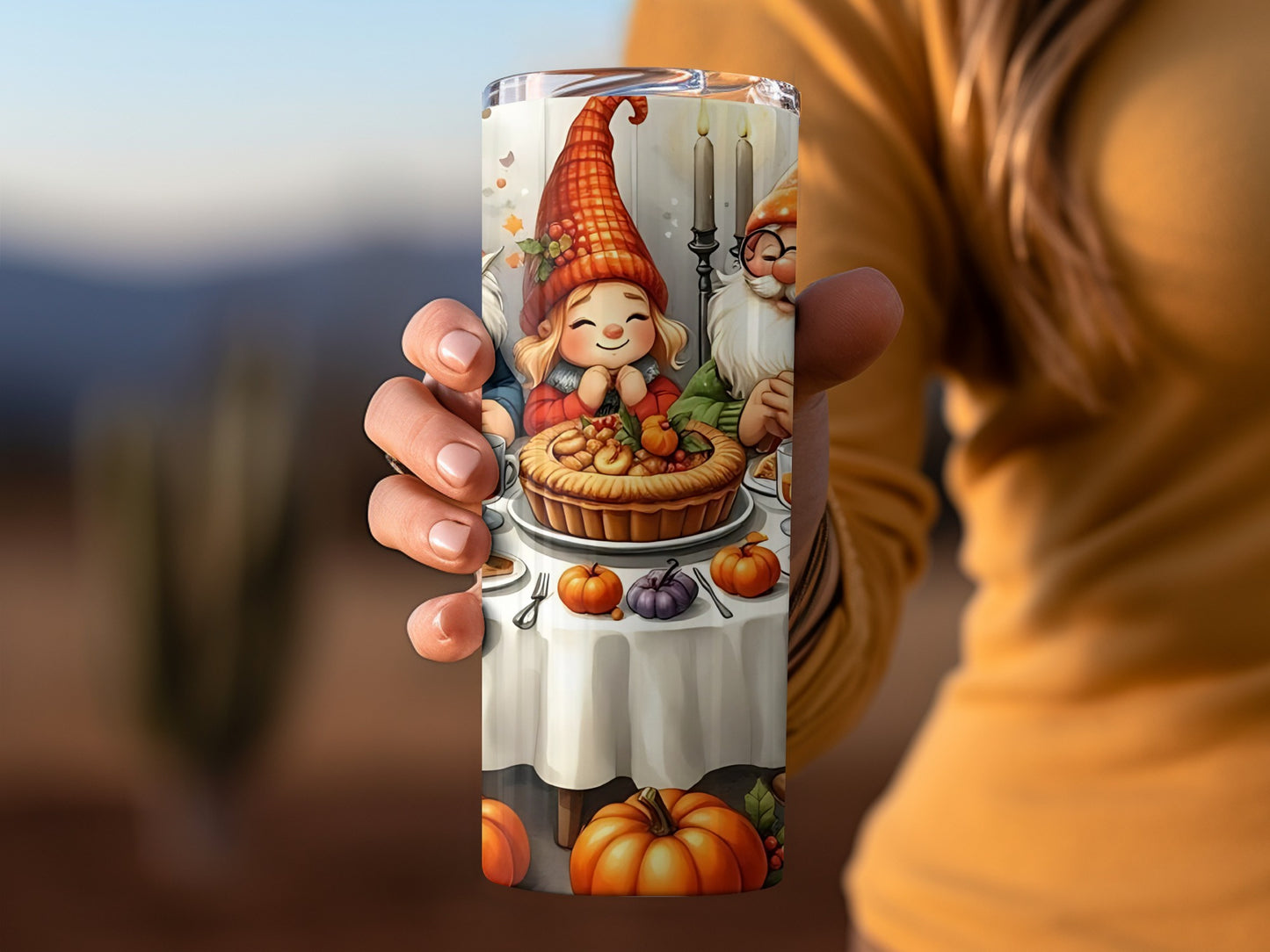 Thanksgiving Gnomes and Pumpkin Pie Tumbler