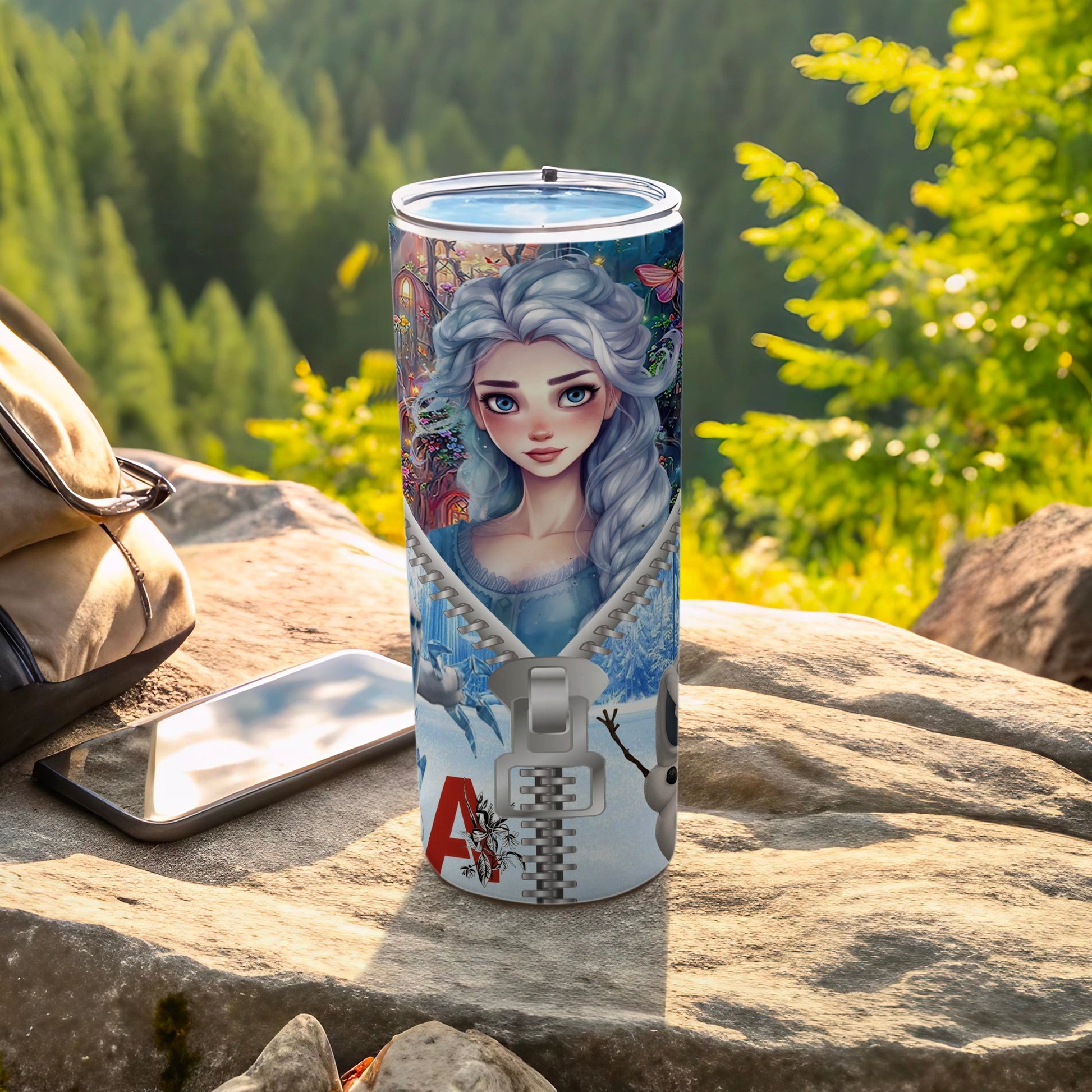 Beautifully Illustrated Frozen-themed Travel Tumbler