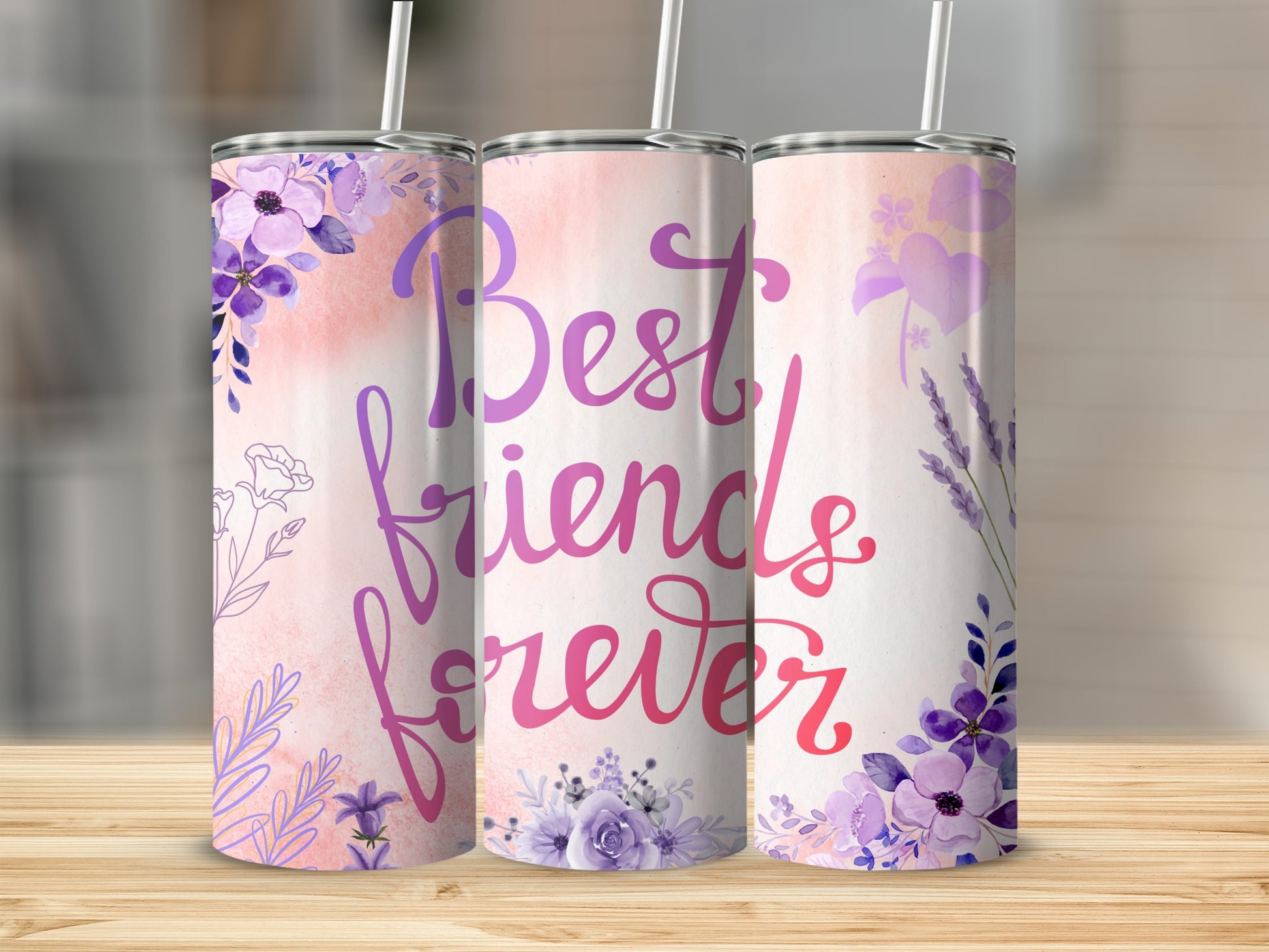 Best Friends Forever Floral Design Tumbler Product