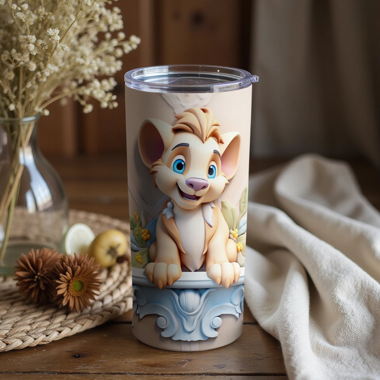 Adorable Lion Cub Insulated Tumbler for Kids
