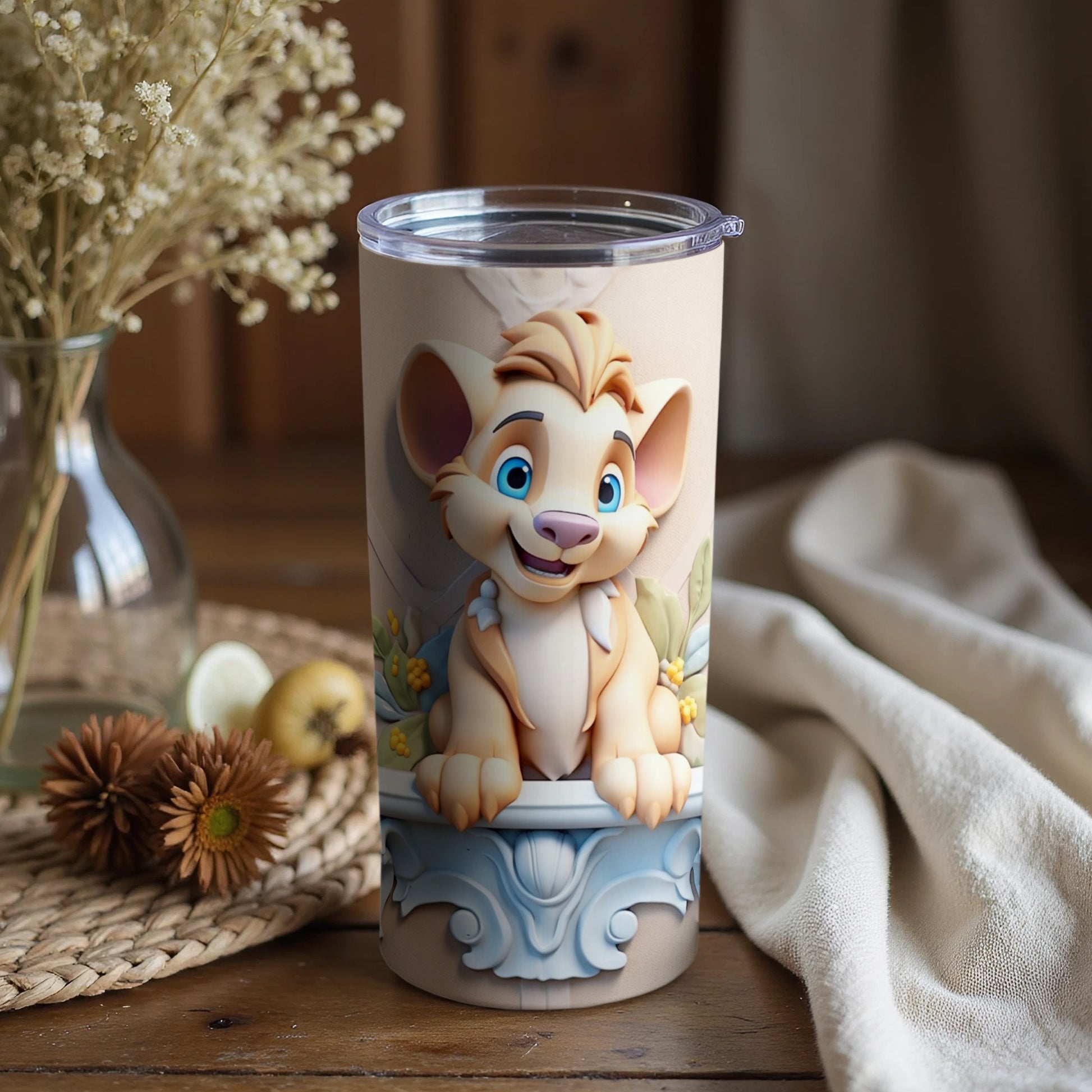 Adorable Lion Cub Insulated Tumbler for Kids