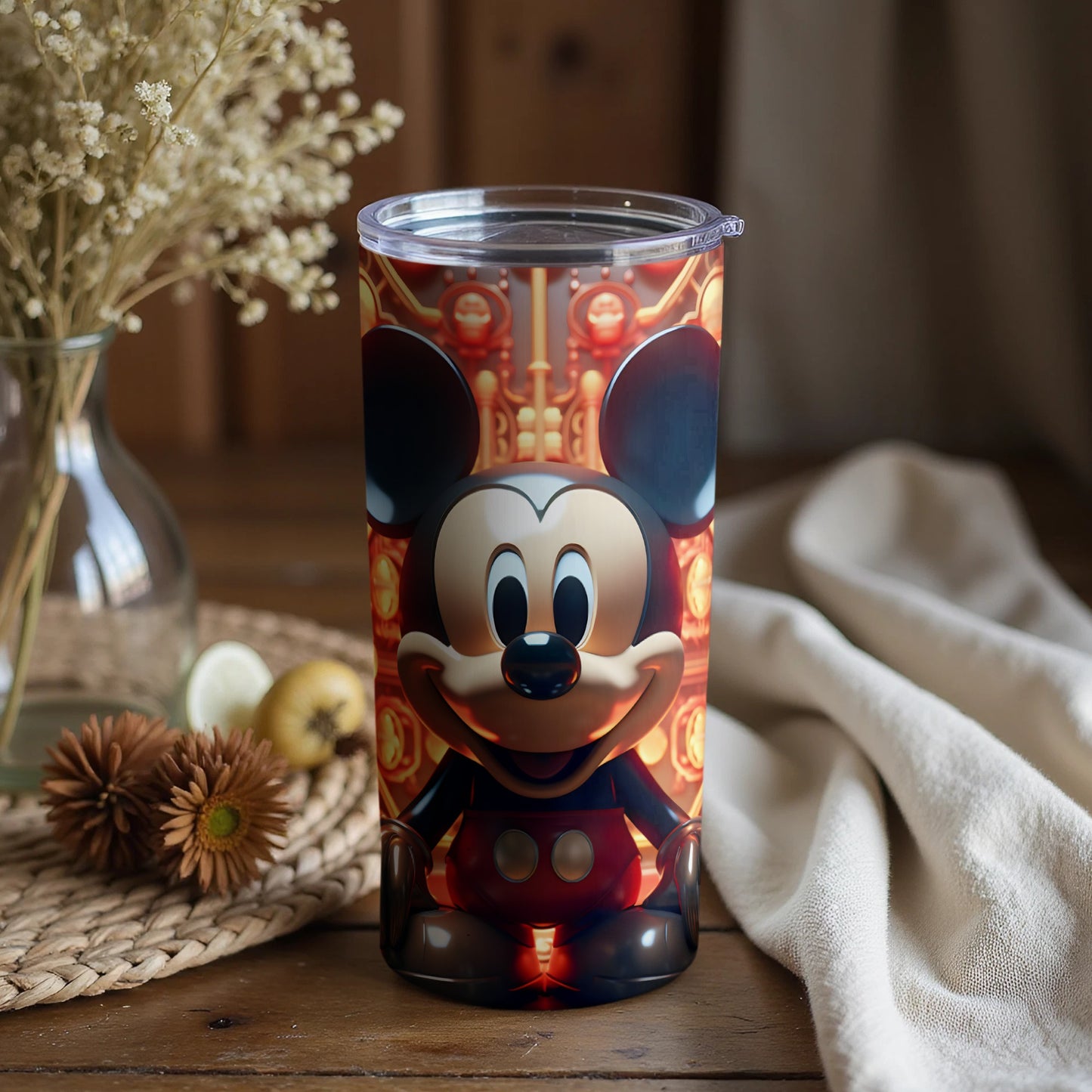 Vibrant Disney Mickey Mouse themed tumbler mug