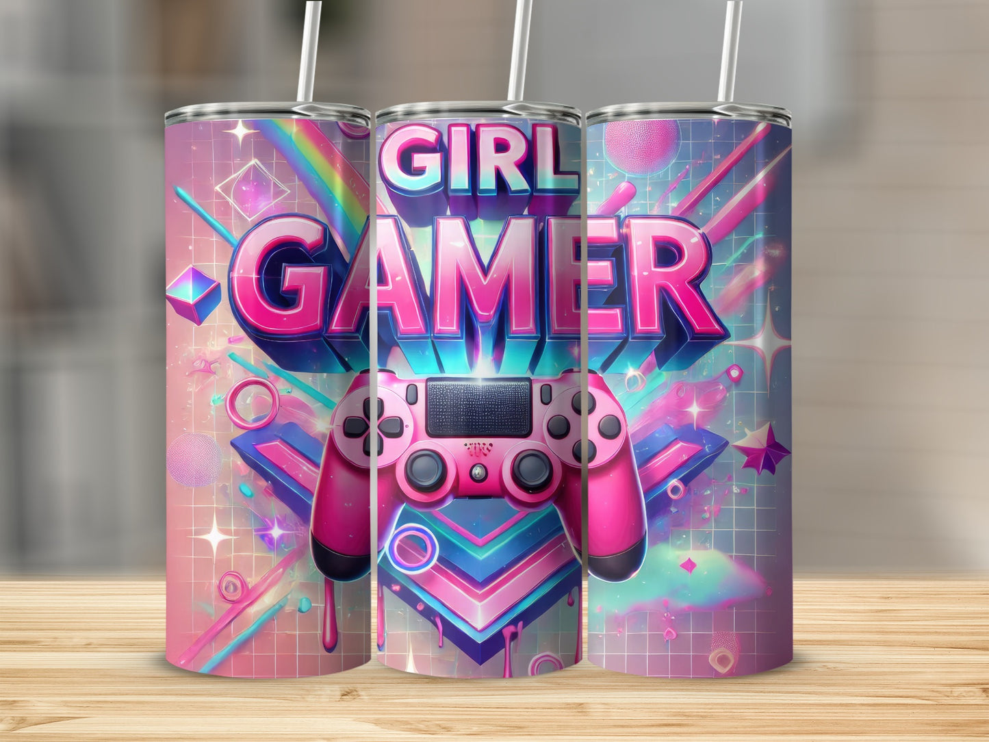 Vibrant Girl Gamer Design Tumbler for Gaming Enthusiasts