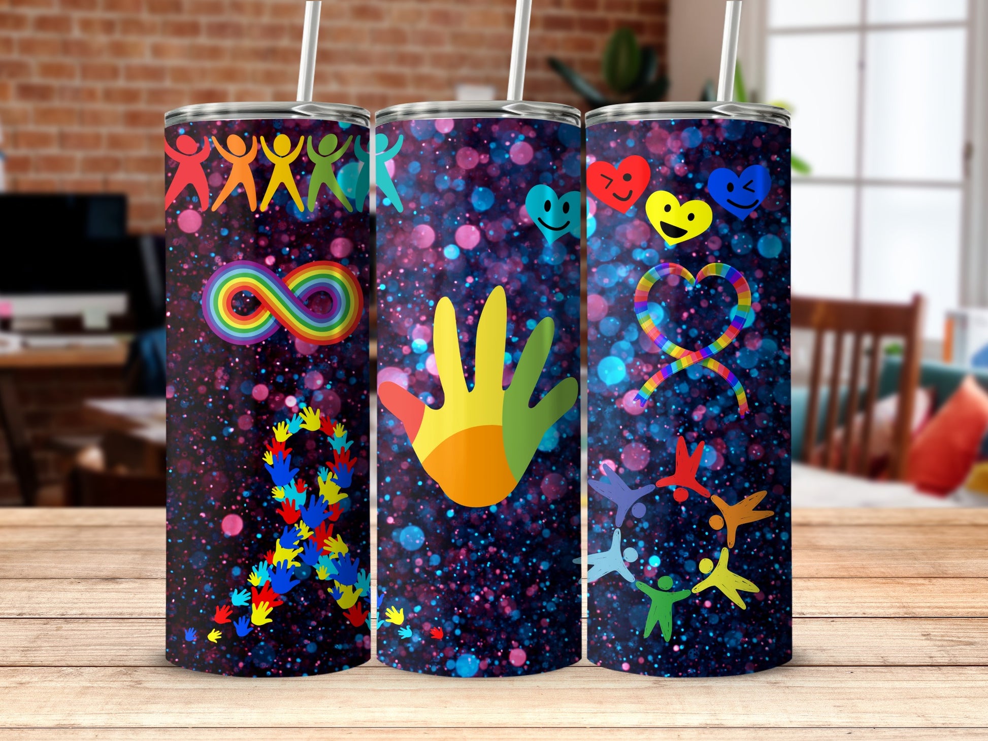 Colorful ASD Awareness Tumblers Set for Unique Style