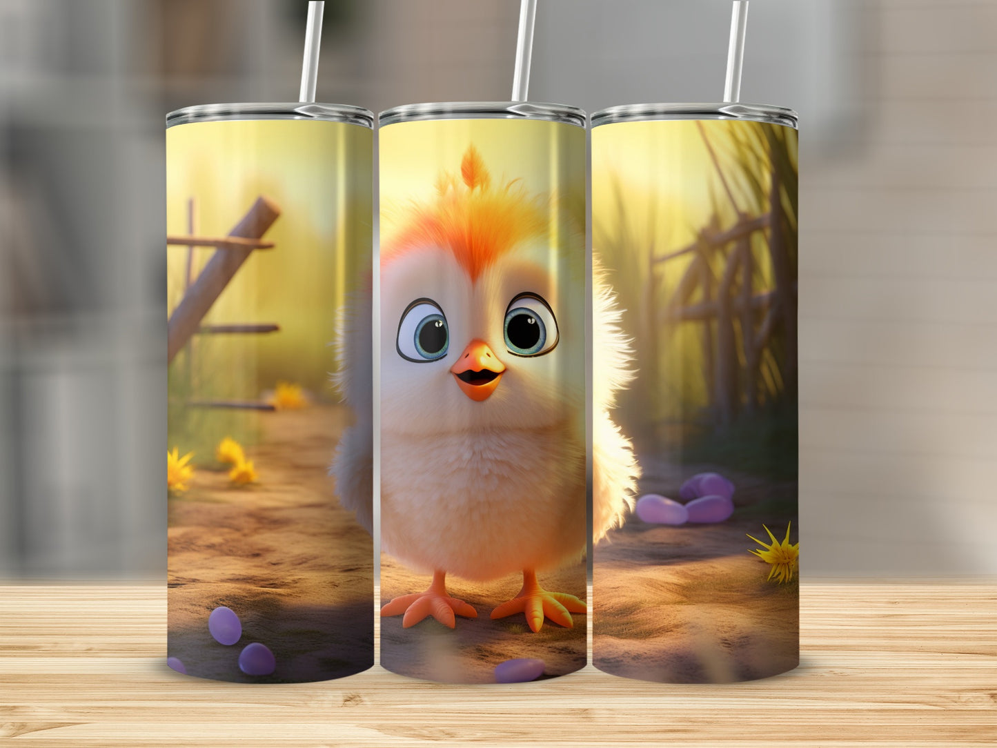 Cute Baby Chick with Big Eyes on Tumbler Wrap Design