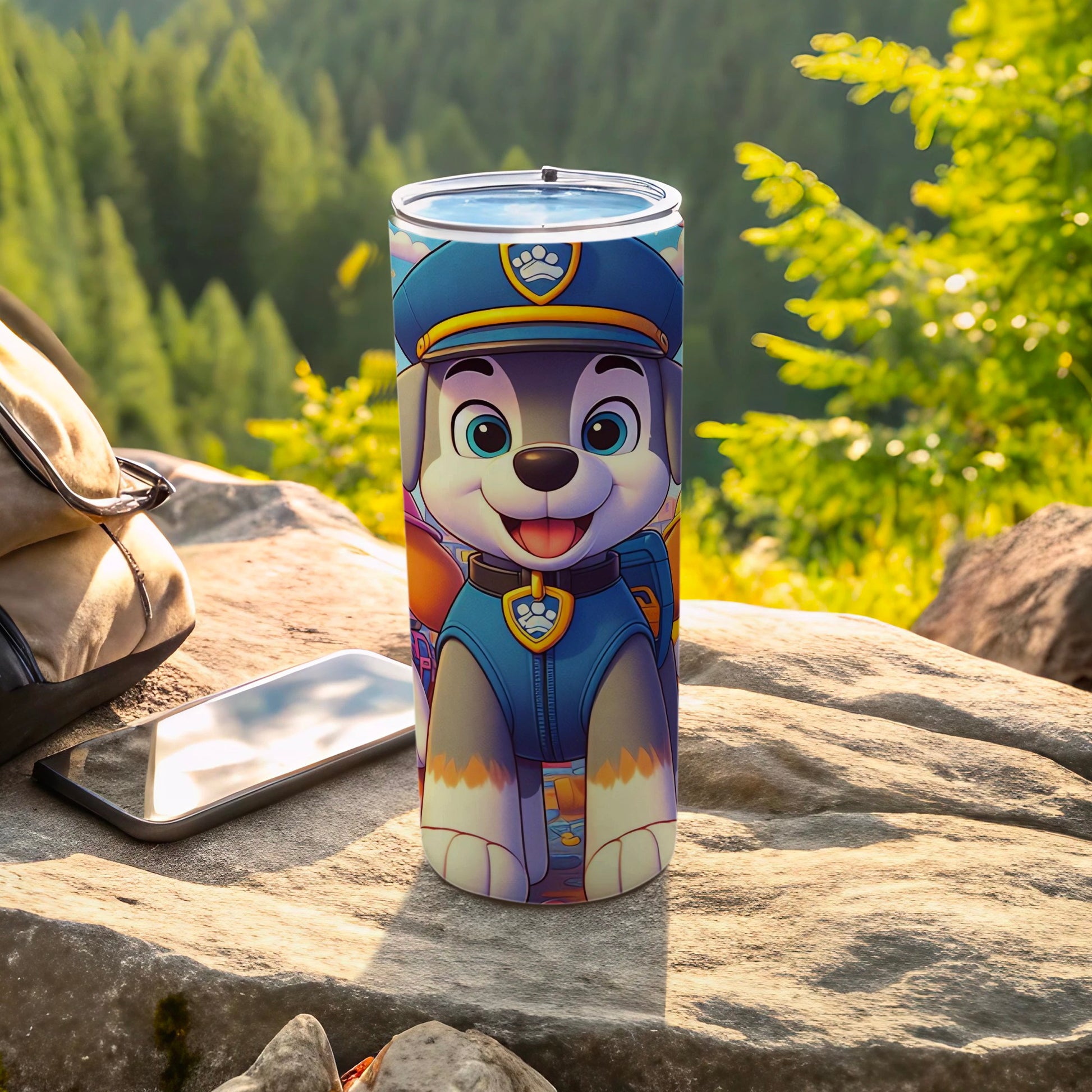 Cute Cartoon Puppy in Uniform Travel Drink Tumbler Cup