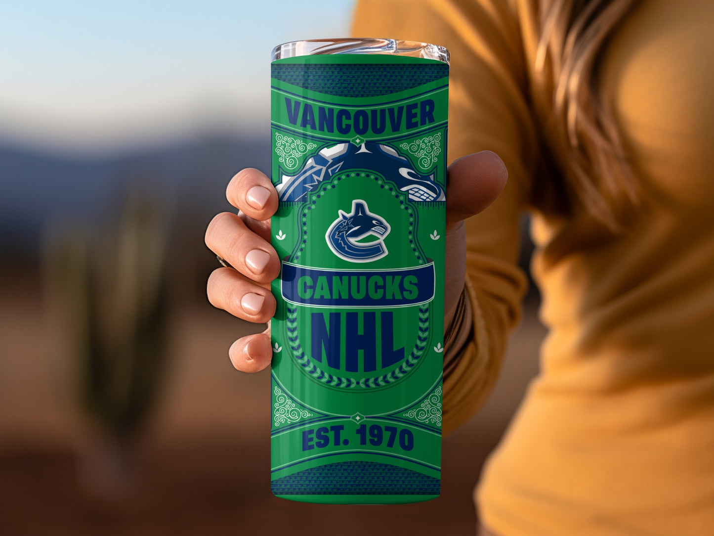 Vancouver Canucks NHL Est 1970 Logo Art Tumbler