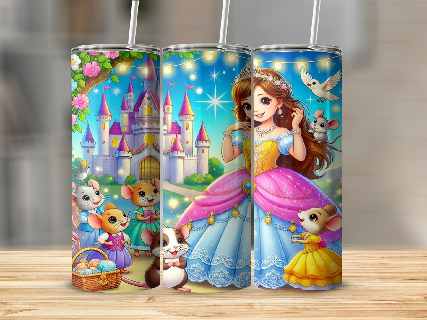 Fairytale Princess Castle Cute Animal Tumbler