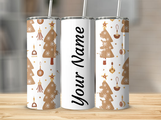 Personalized Christmas Theme Tumbler with Custom Name