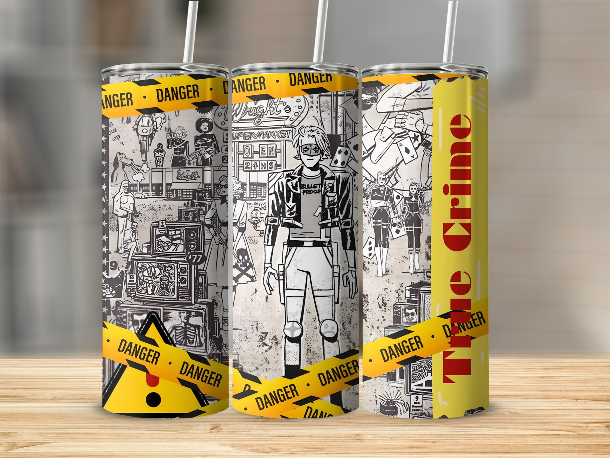 Comic Style Danger Scene Graphic Art Tumbler