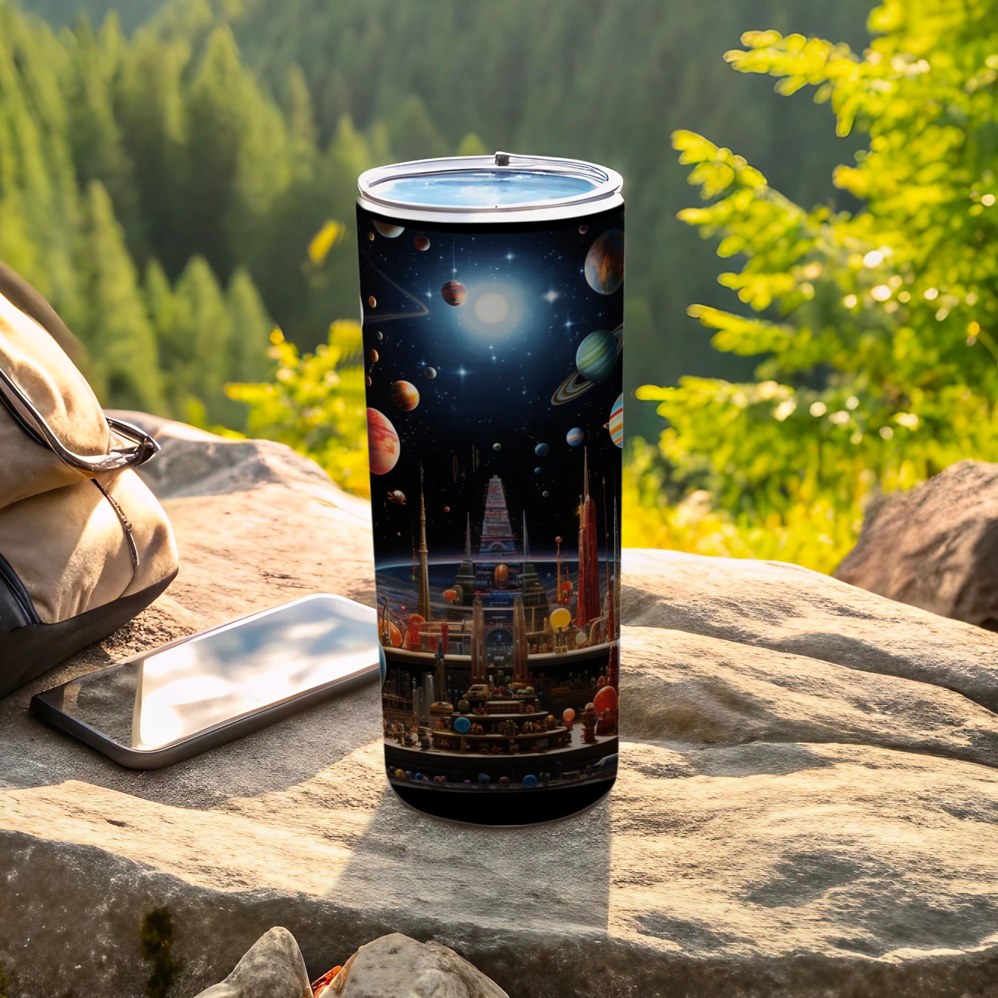 Outer Space Planet Design Long Tumbler Travel Mug Product