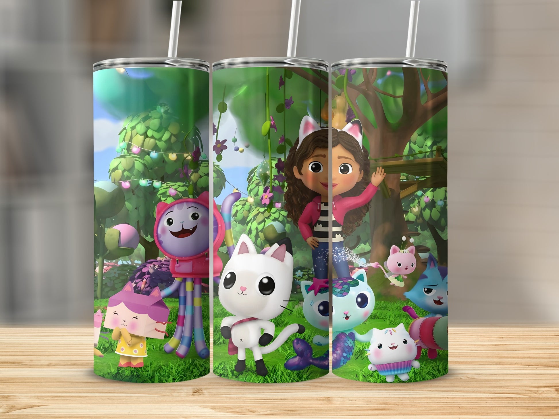 Colorful Cartoon Characters Design Tumbler with Straw Durable and Long-lasting