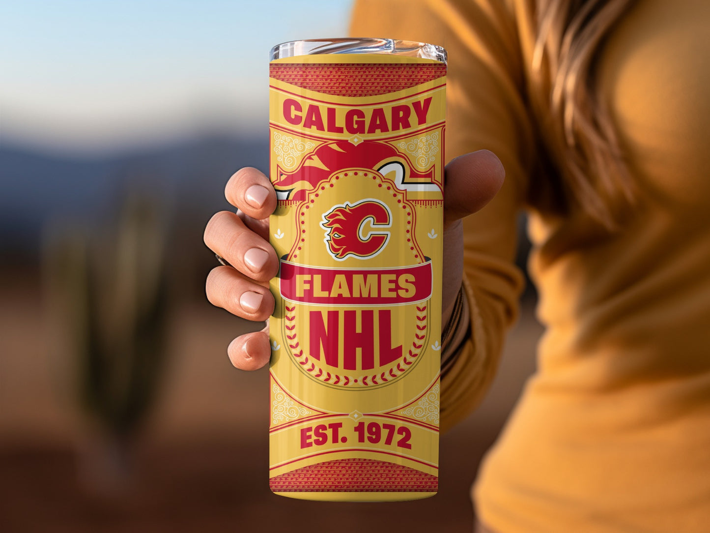 Calgary Flames NHL Est 1972 Hockey Design Tumbler