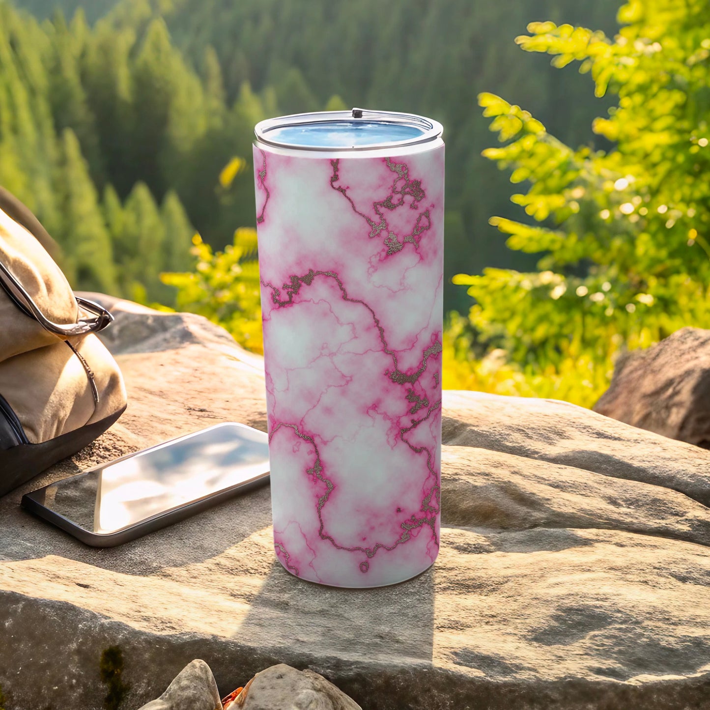 Pink Marble Gold Veins Tumbler Outdoors Product Type