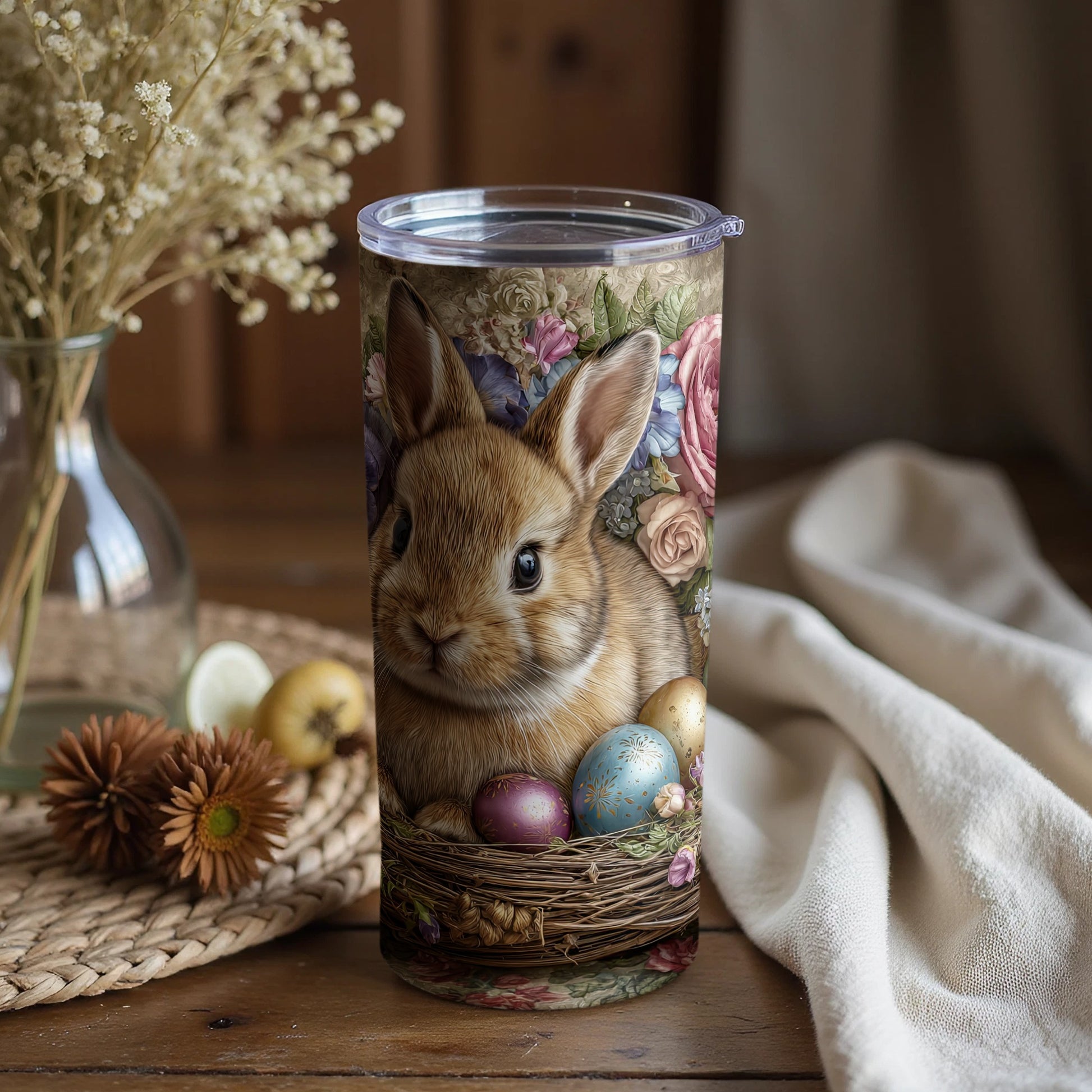 Adorable Bunny with Easter Egg Design Tumbler