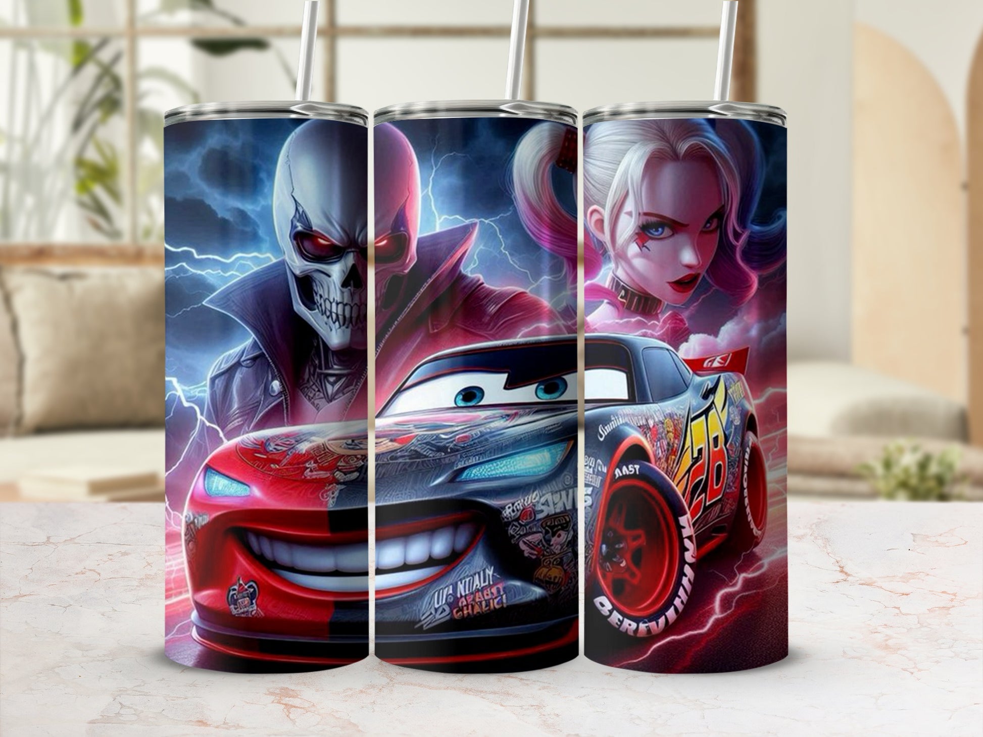 Skull Lightning Car Characters Design Tumbler